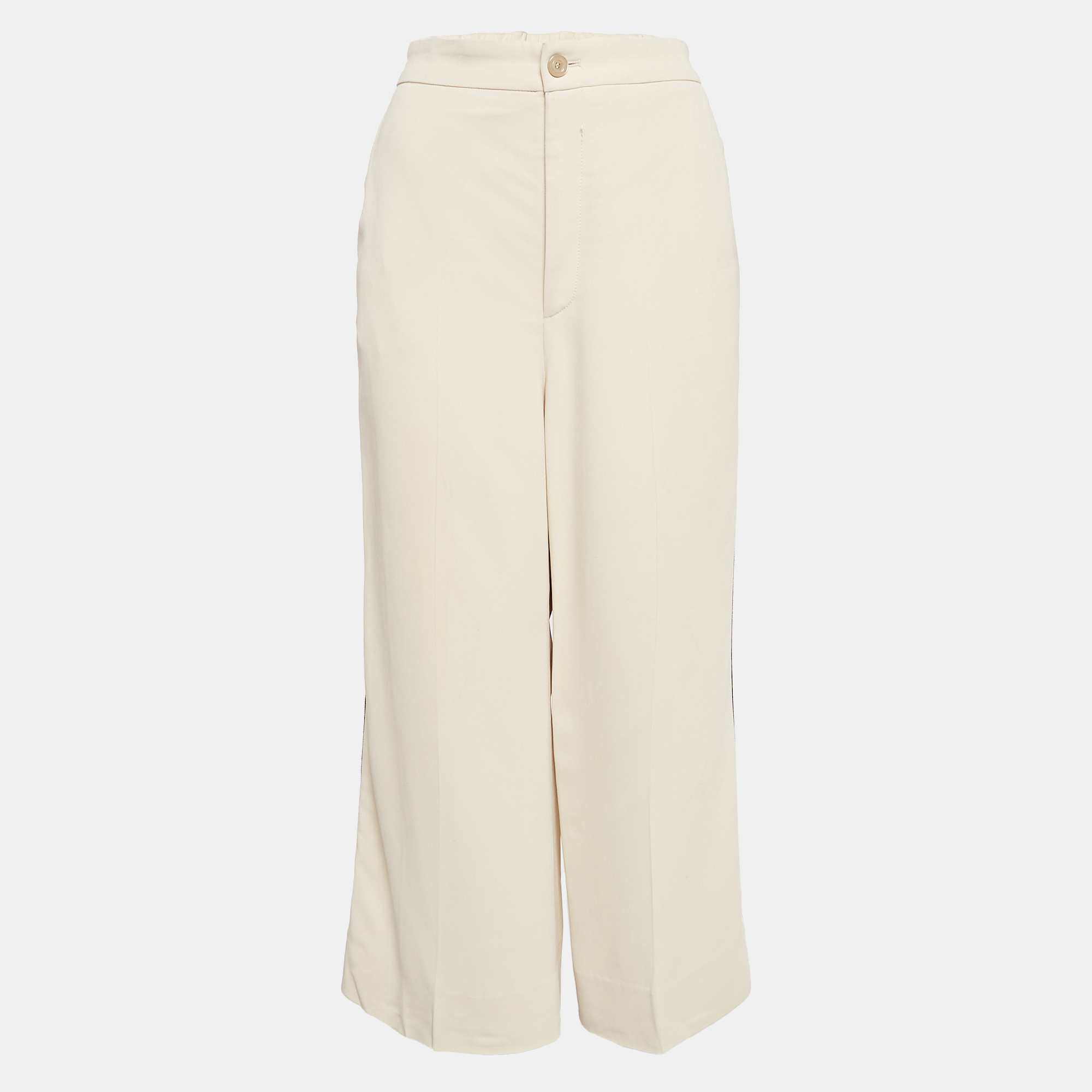 

Gucci Cream Crepe Contrast Tape Detail Trousers L