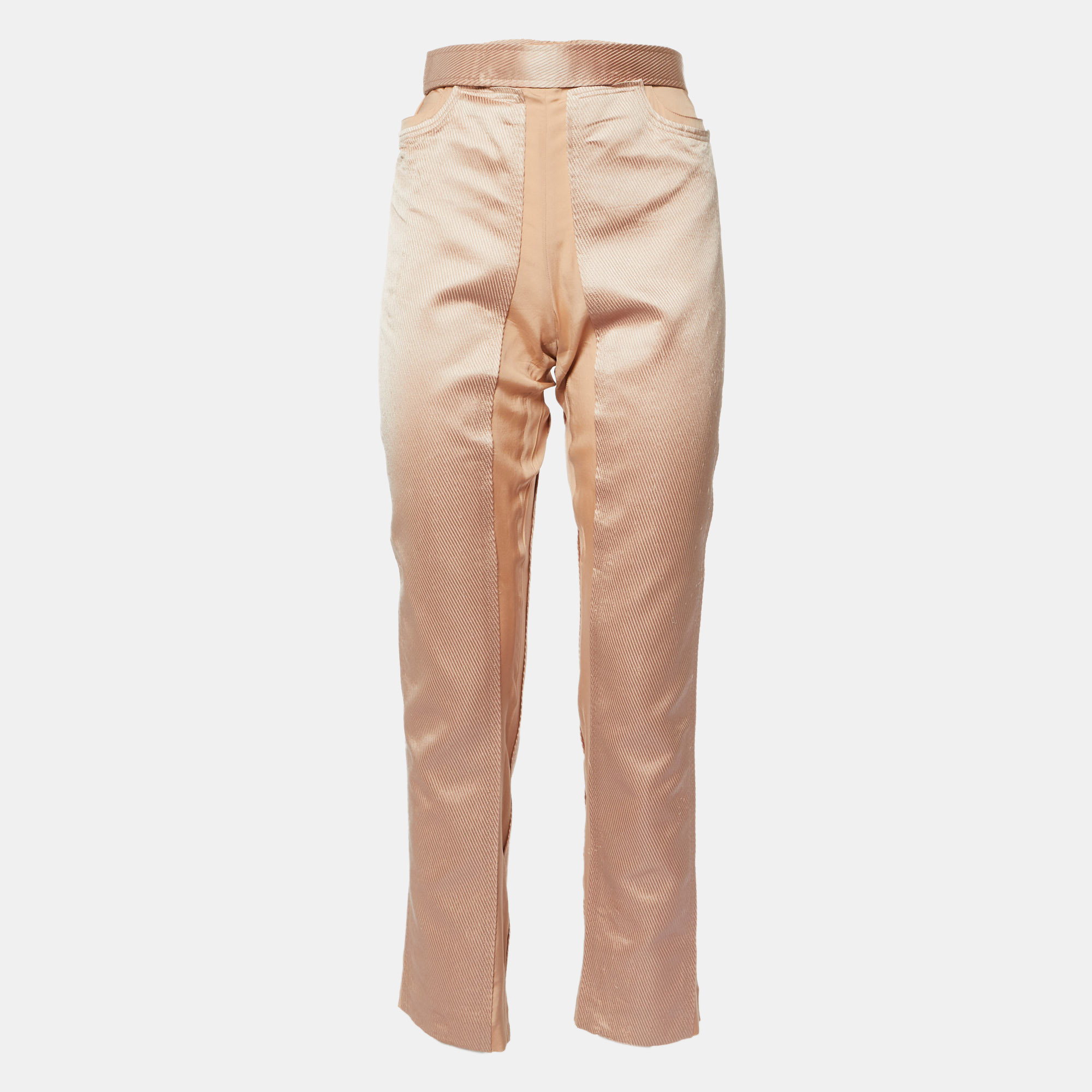 

Gucci Nude Pink Silk Belt Detail Trousers M