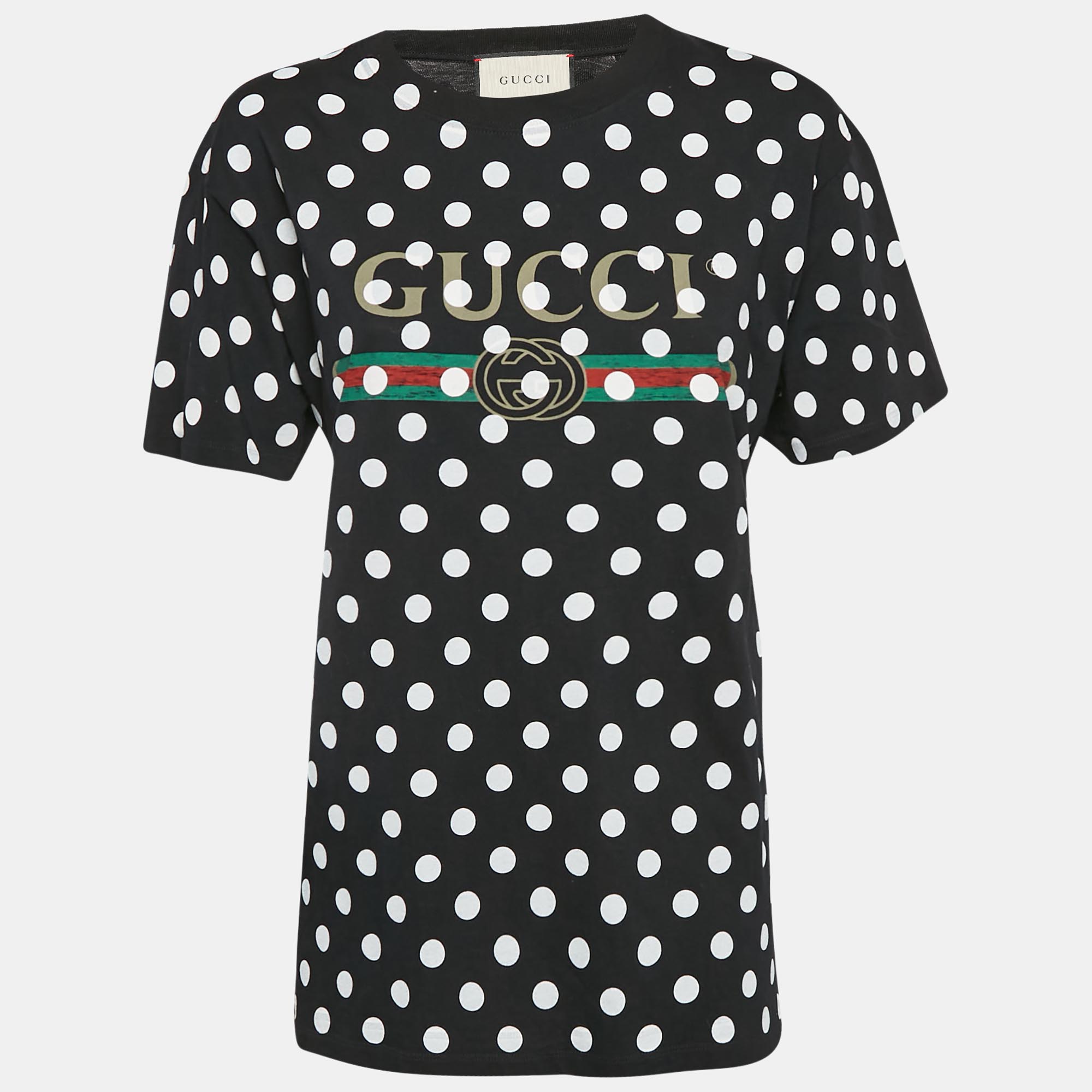 

Gucci Black Vintage Logo and Polka-Dots Print Jersey T-Shirt XS