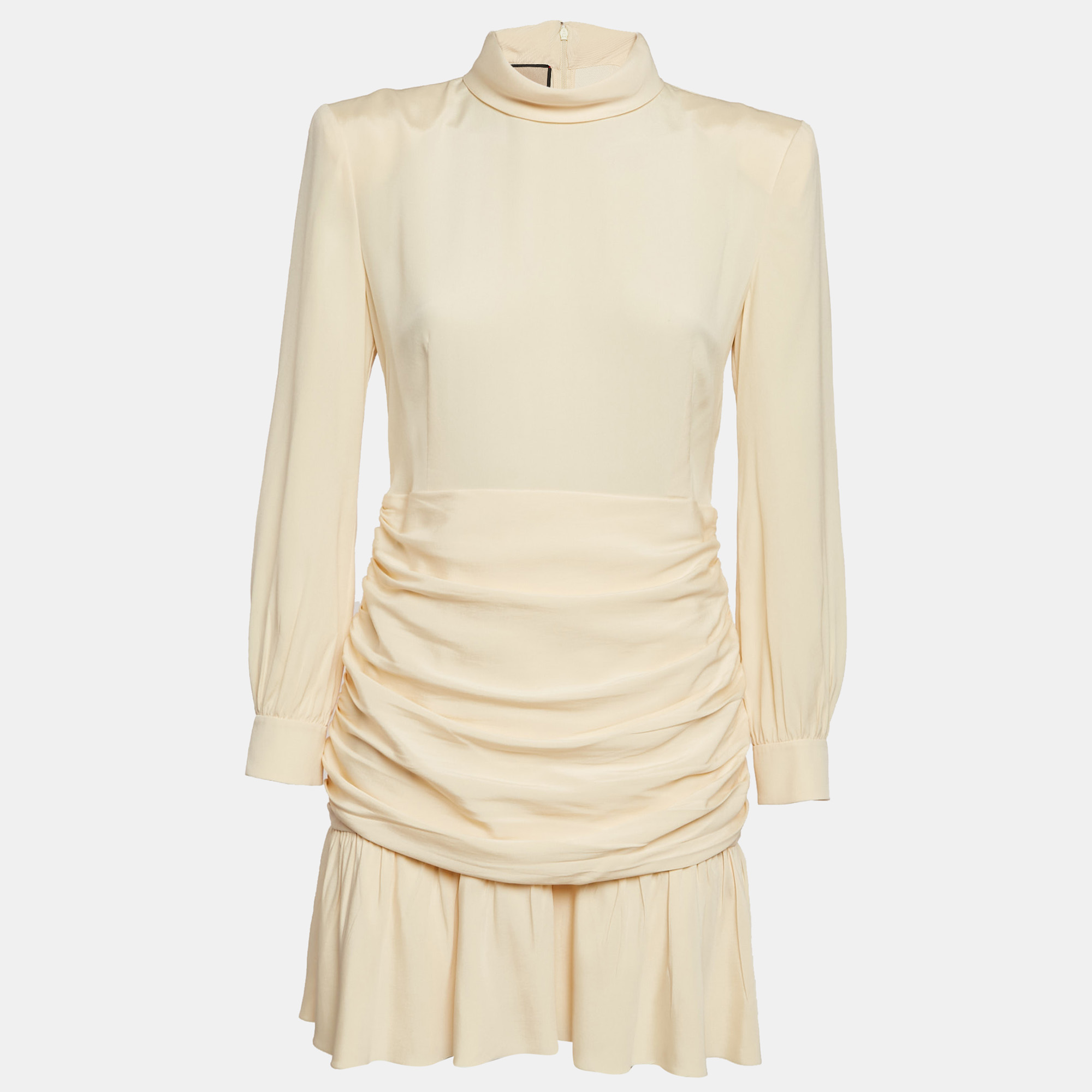 

Gucci Yellow Silk Ruched Detail Mini Dress M, Cream