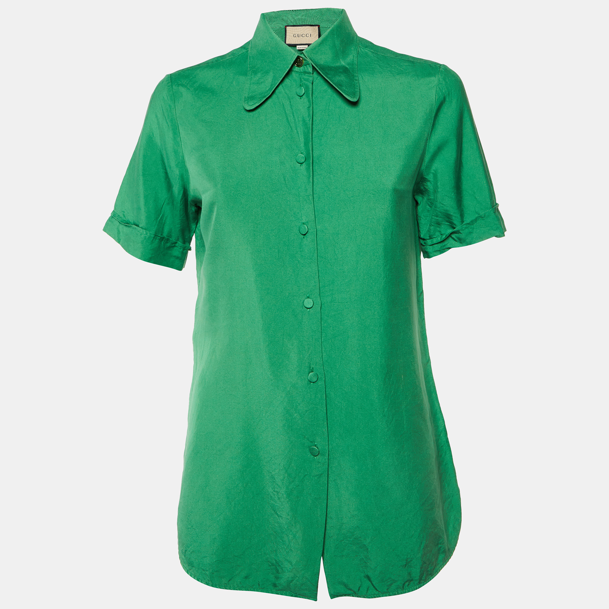 

Gucci Green Silk Button Front Shirt S