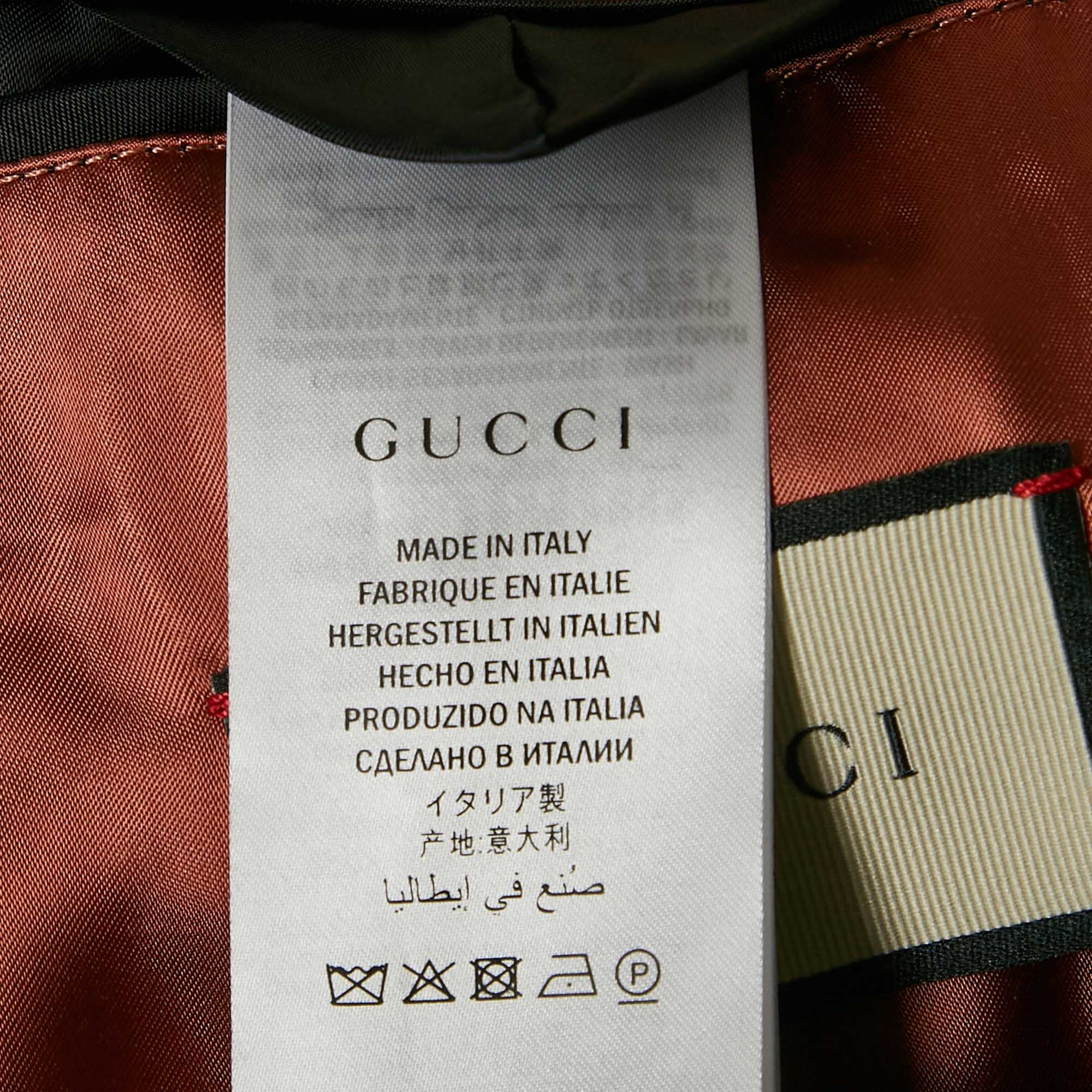 Gucci Blue Vintage Logo Print Denim Applique Detail Jacket L 