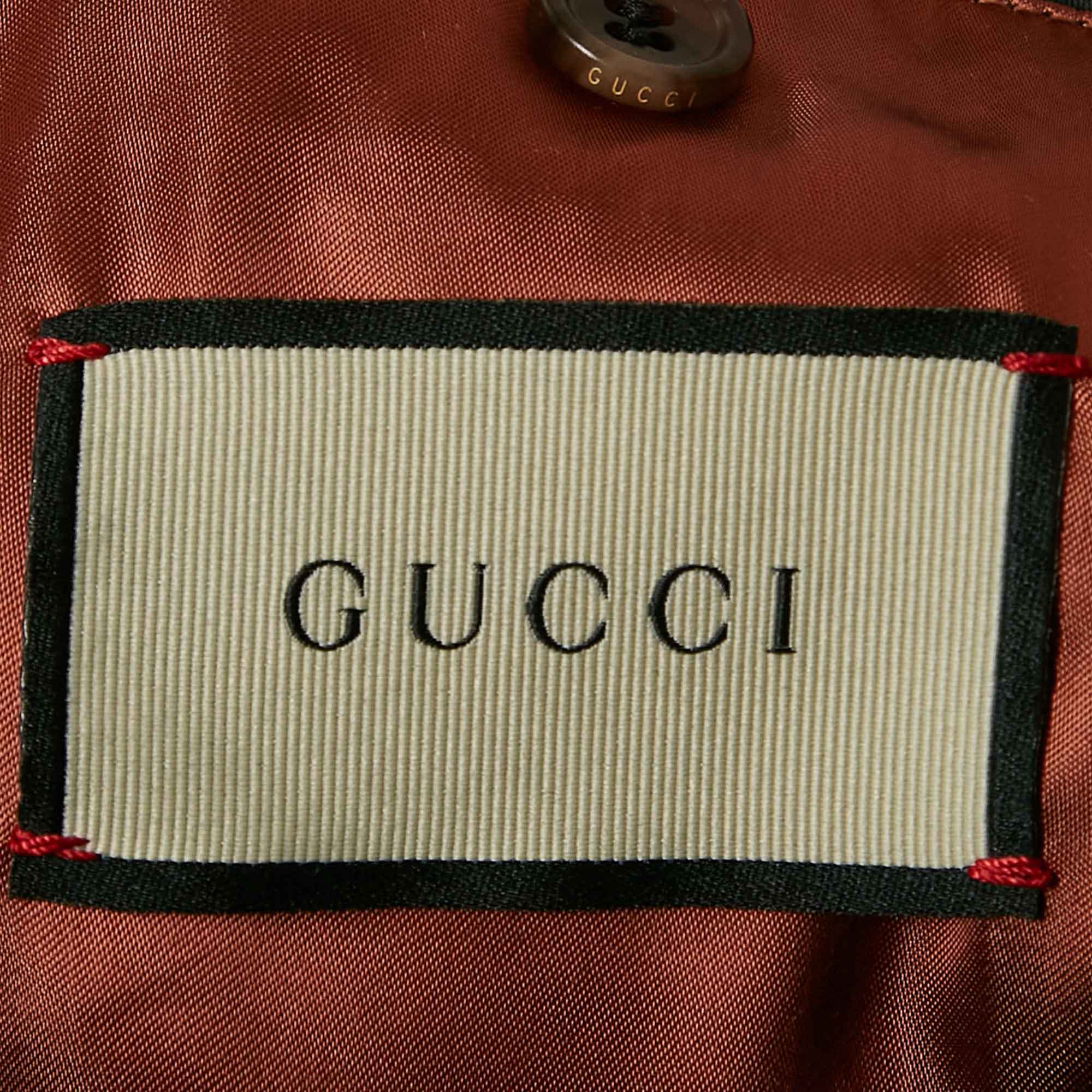 Gucci Blue Vintage Logo Print Denim Applique Detail Jacket L 