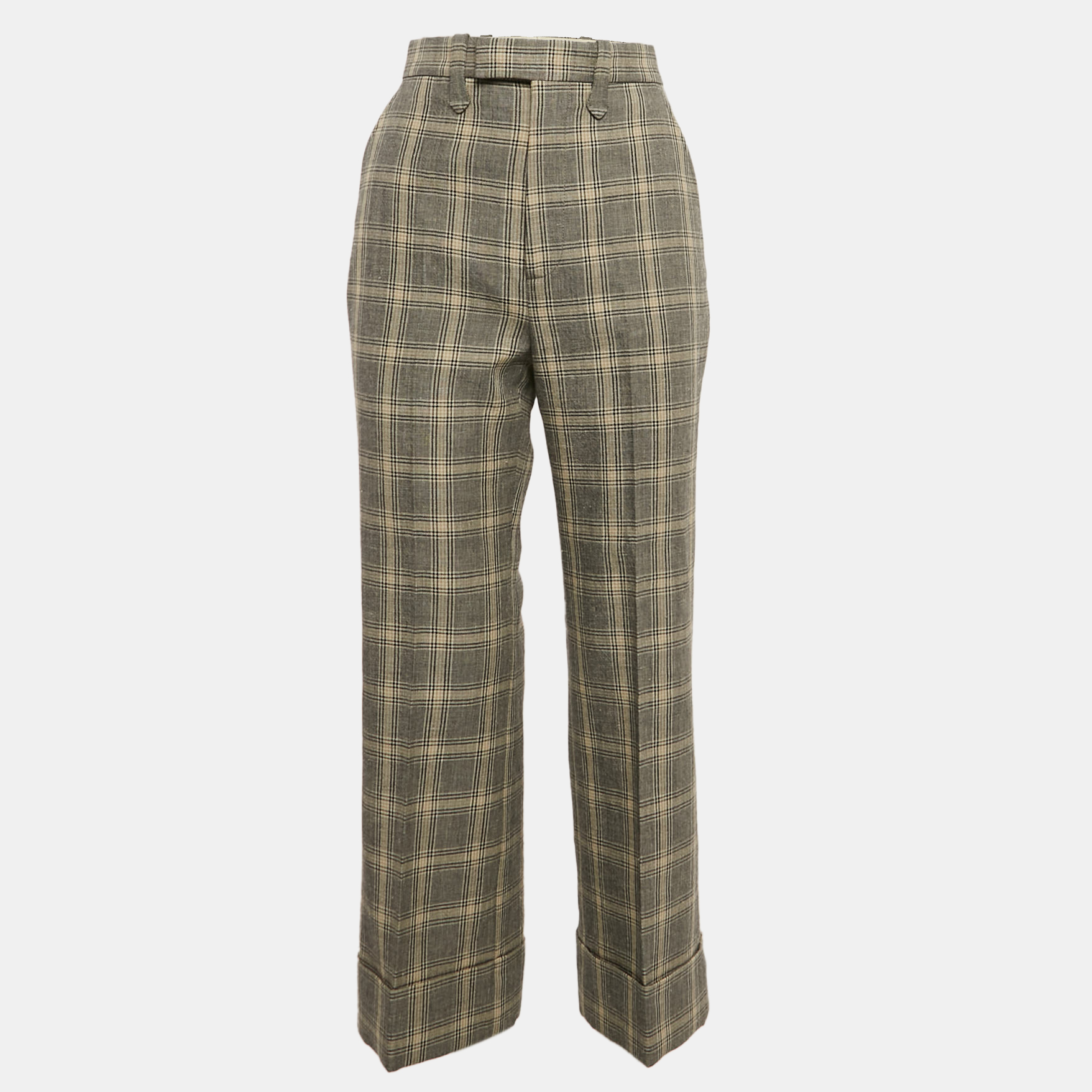 

Gucci Grey/Beige Prince of Wales Checks Wool Blend Tapered Trousers S