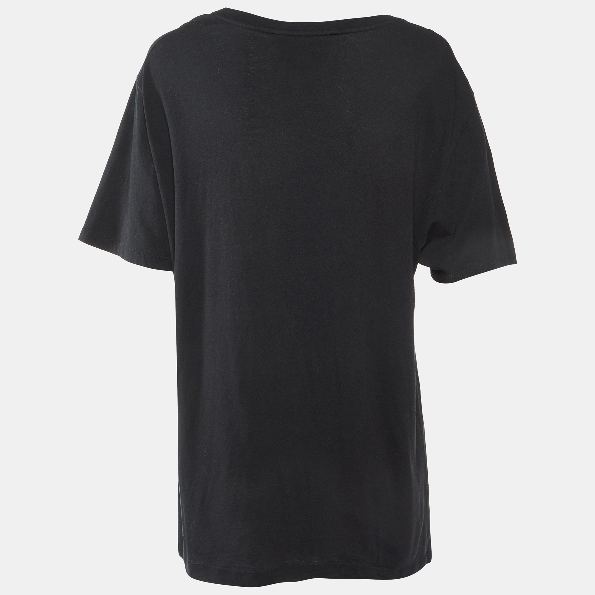 Gucci Black Vintage Logo Print Cotton Distressed T-Shirt M 