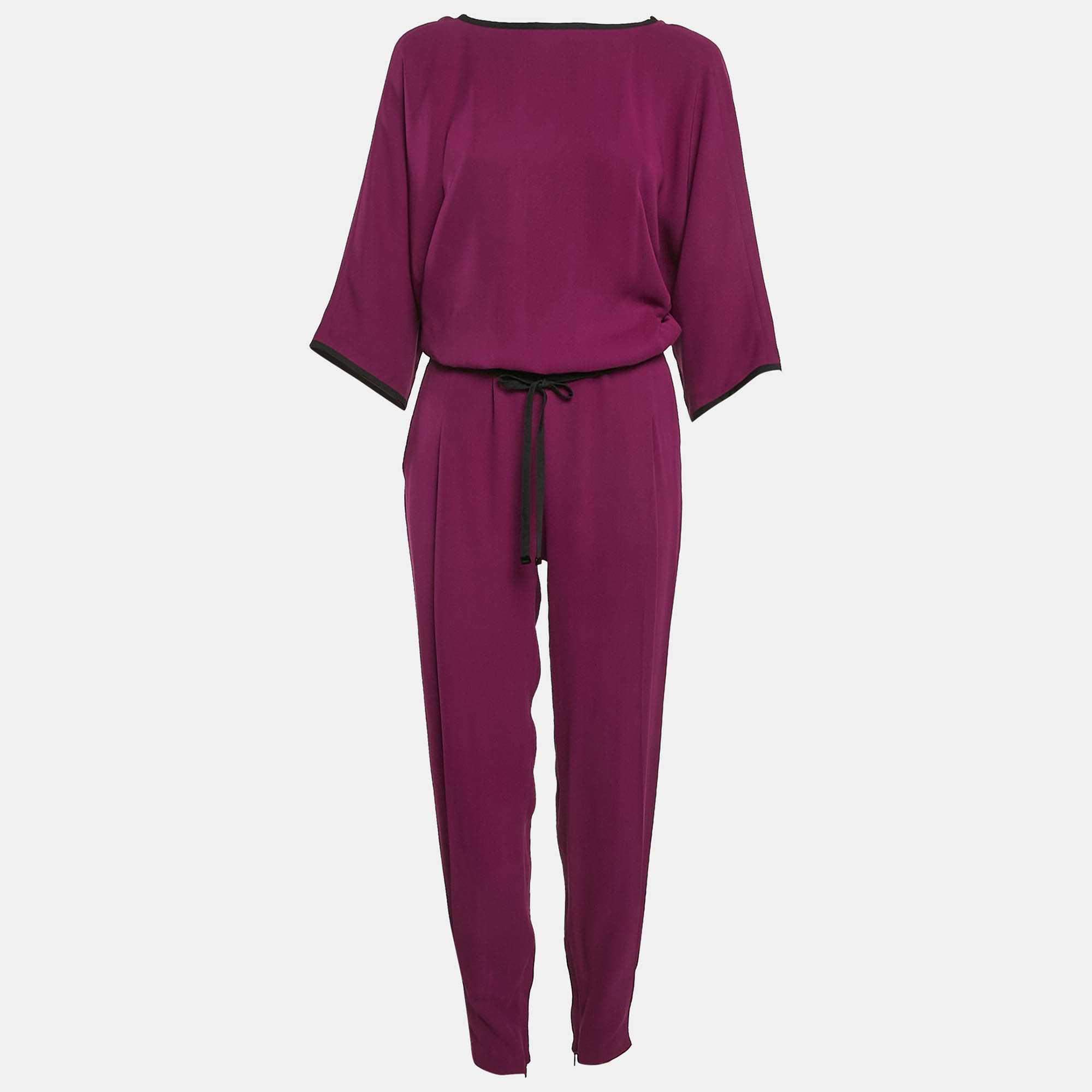 

Gucci Magenta Pink Silk Belted Draped Detail Jumpsuit S