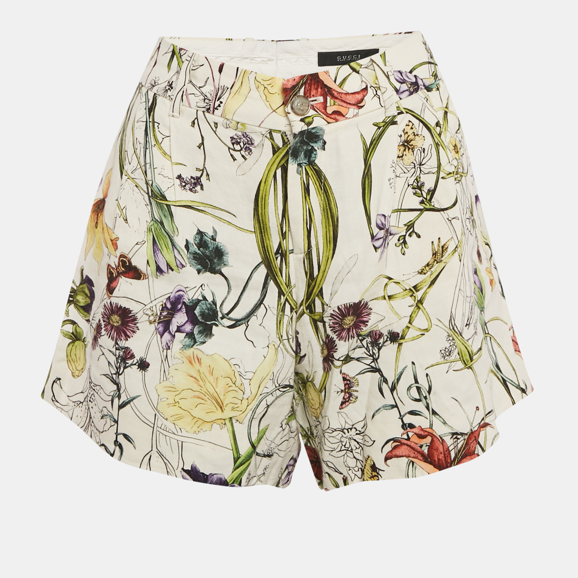 

Gucci White Floral Print Linen Shorts S