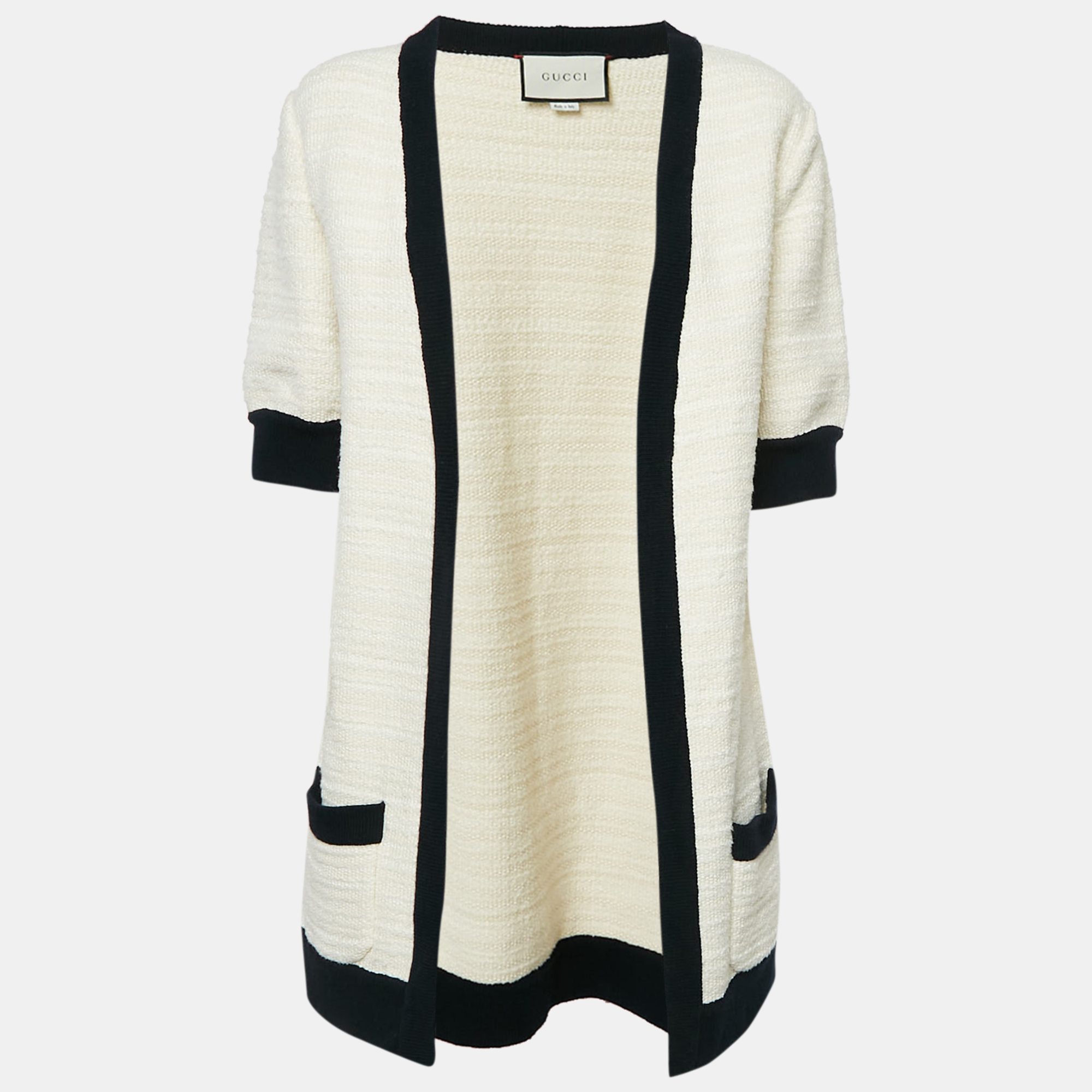 

Gucci Cream Wool & Cotton Knit Open Front Cardigan L