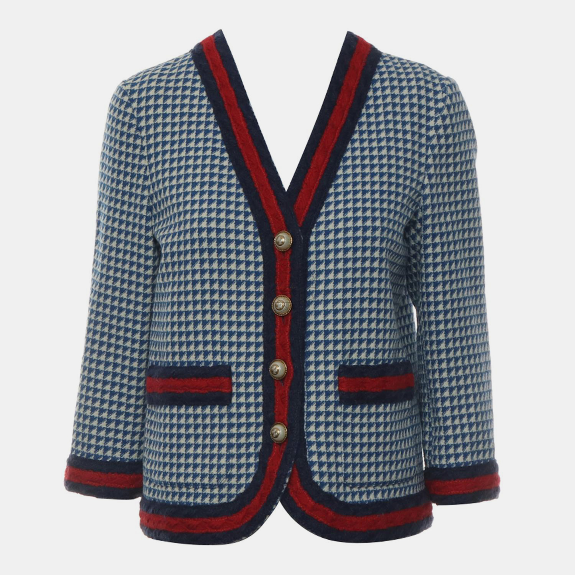 

Gucci Blue Wool Tweed Button-Up Cardigan IT Women 42