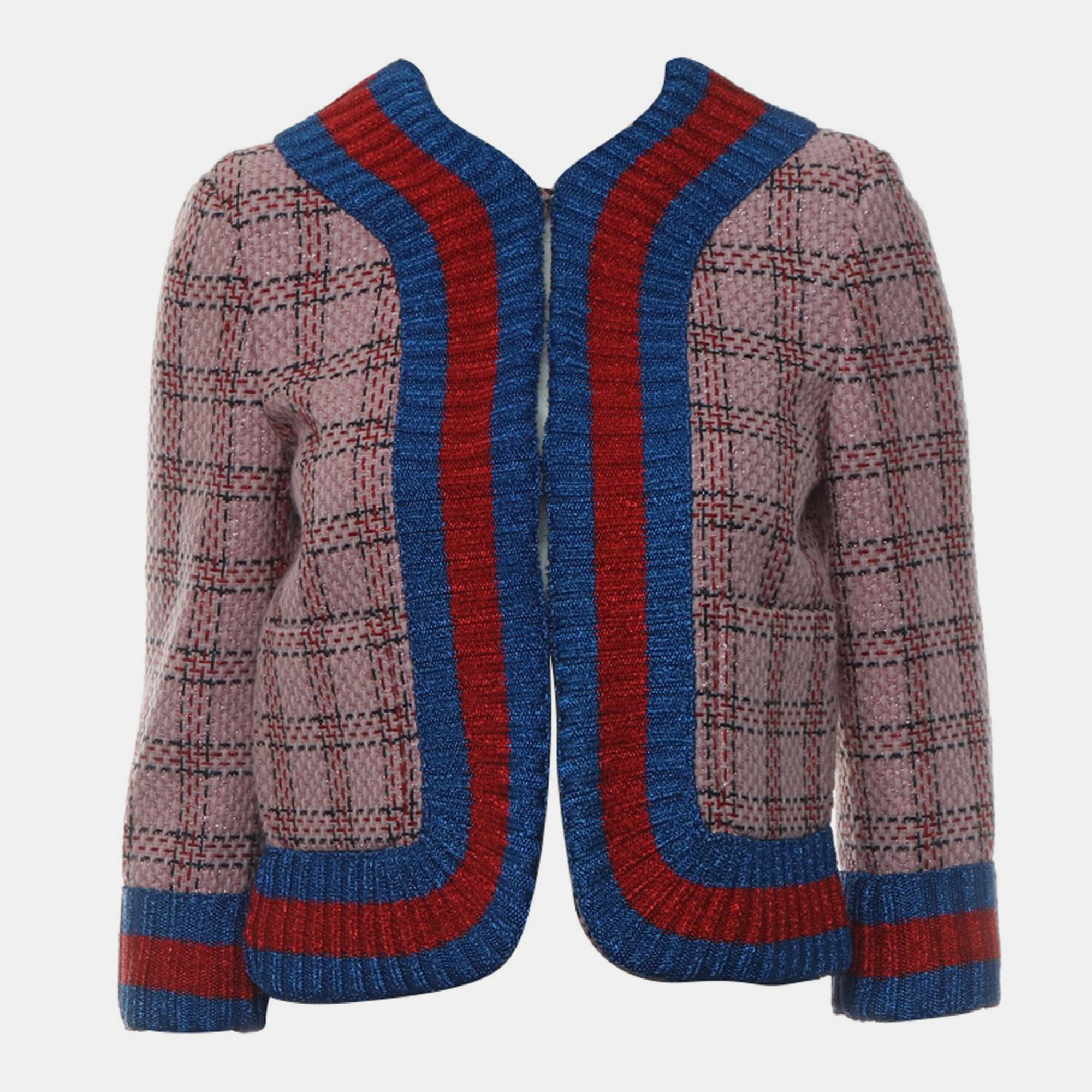 

Gucci Tweed Metallic Opened Cardigan, Pink