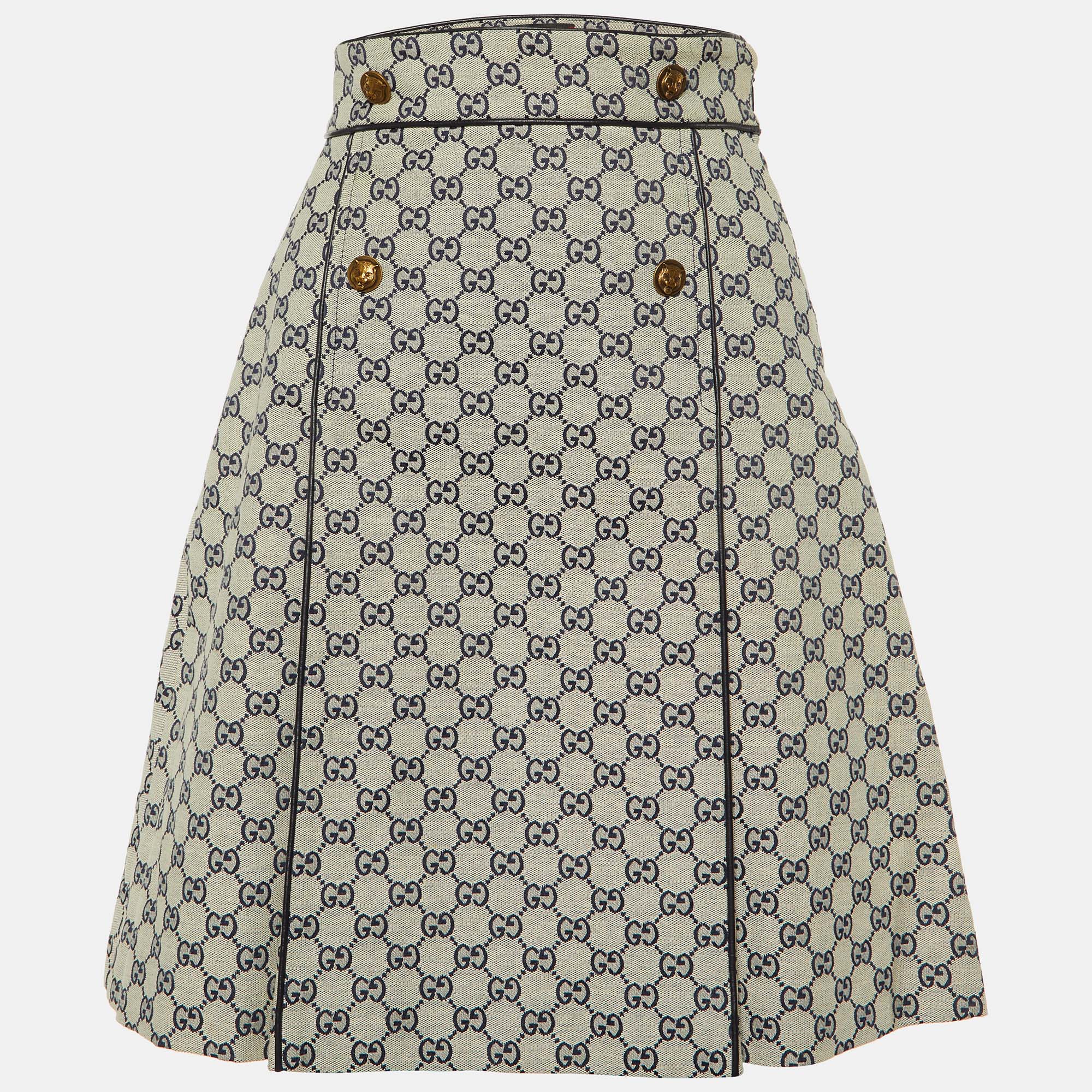 

Gucci Ecru GG Jacquard Canvas A-Line Skirt S, Grey