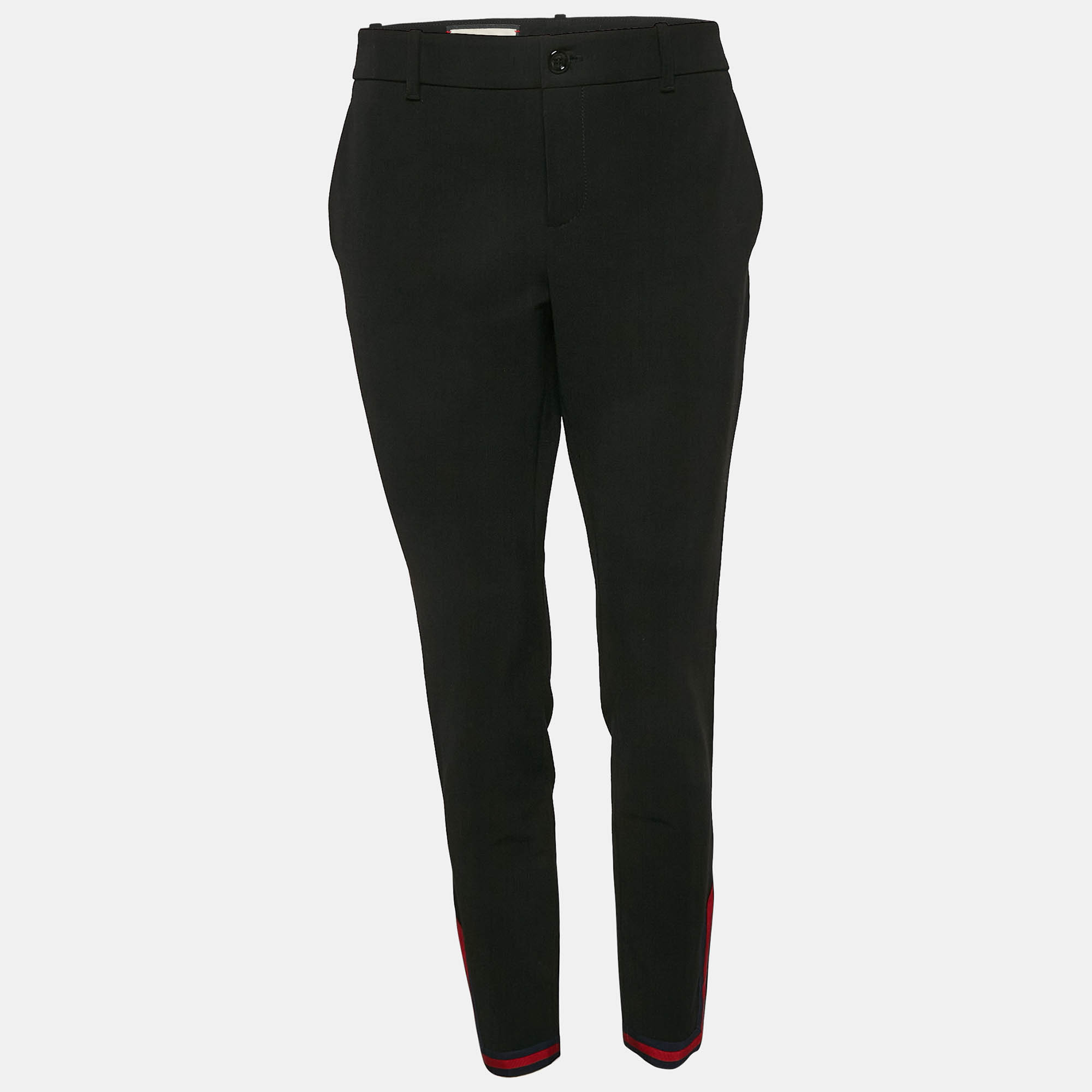 

Gucci Black Cotton Blend Zip Detail Contrast Trimmed Skinny M