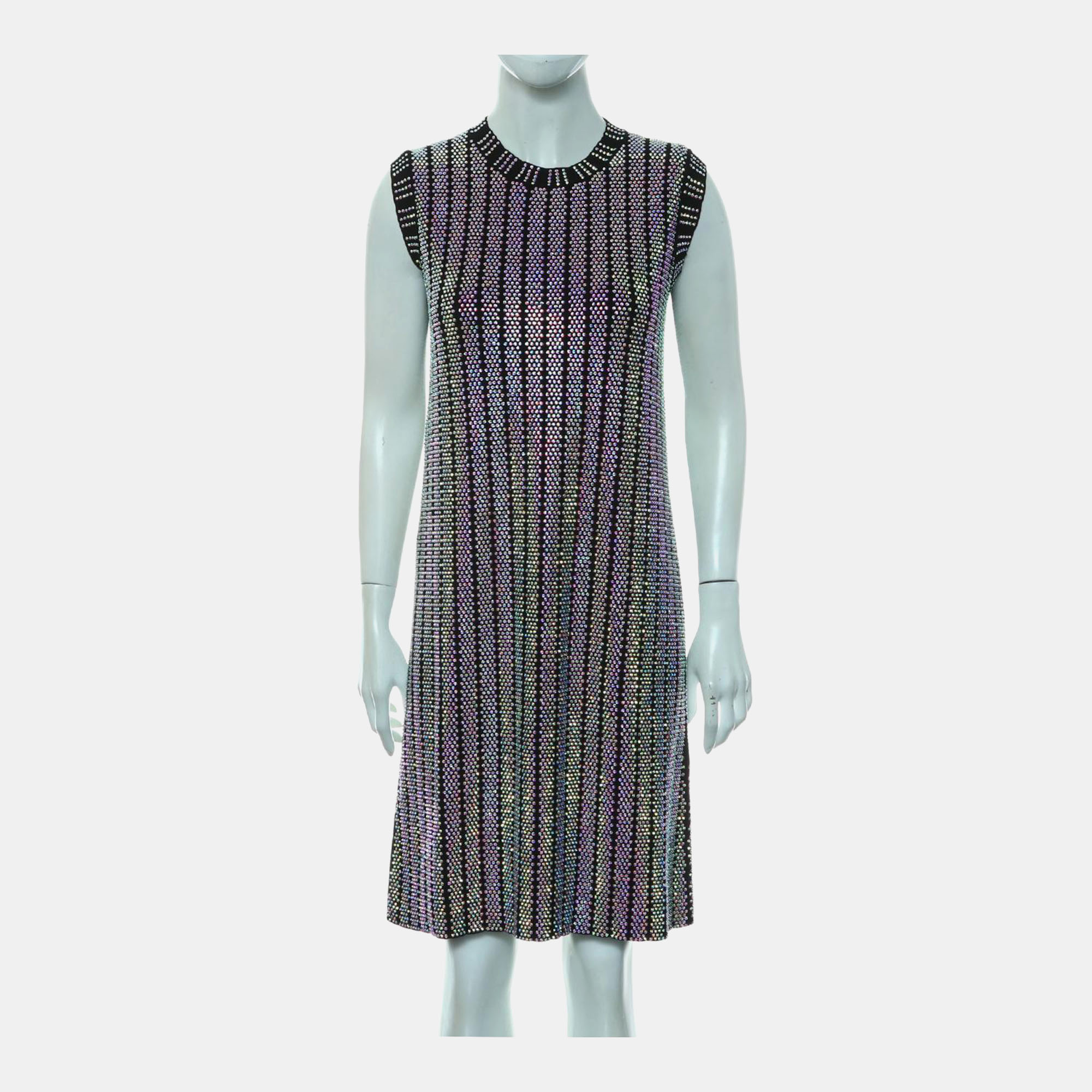 Gucci Crystal Embroidered Rib Knit Dress 