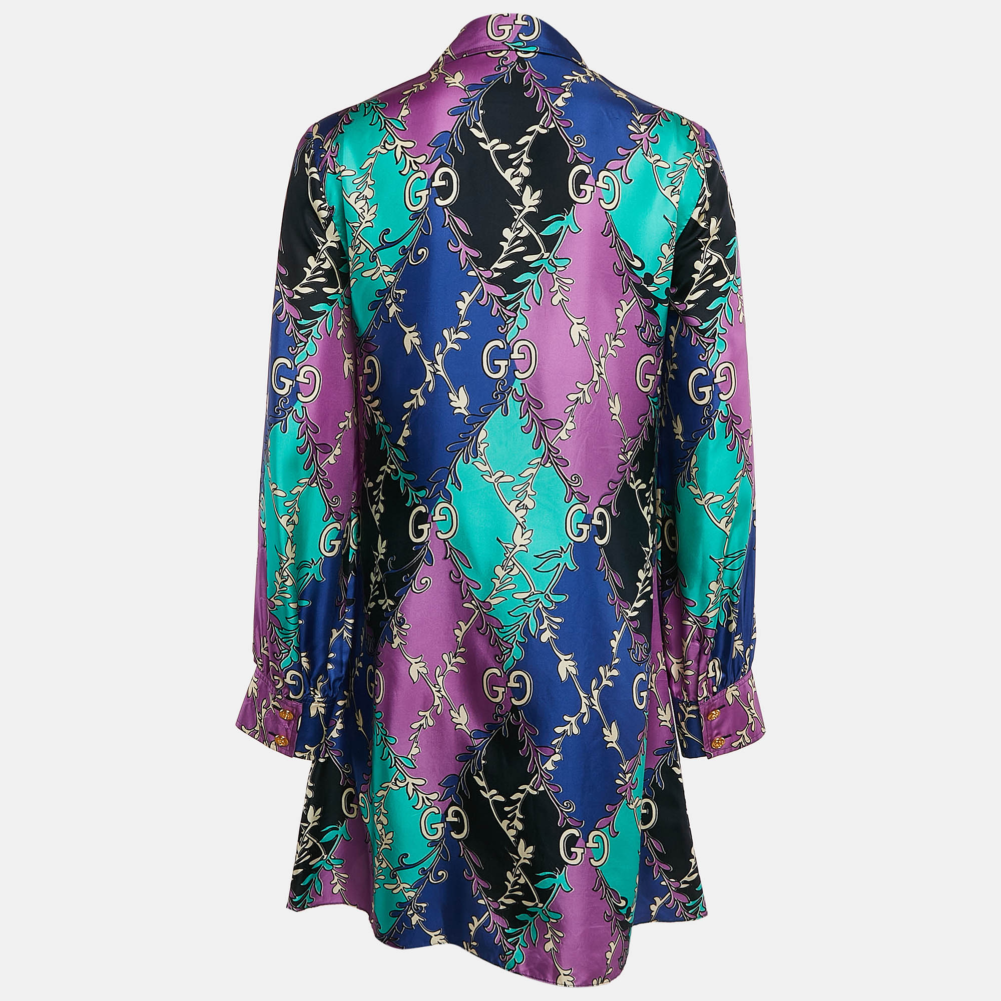 Gucci Multicolor GG Rhombus Print Silk Mini Dress S 