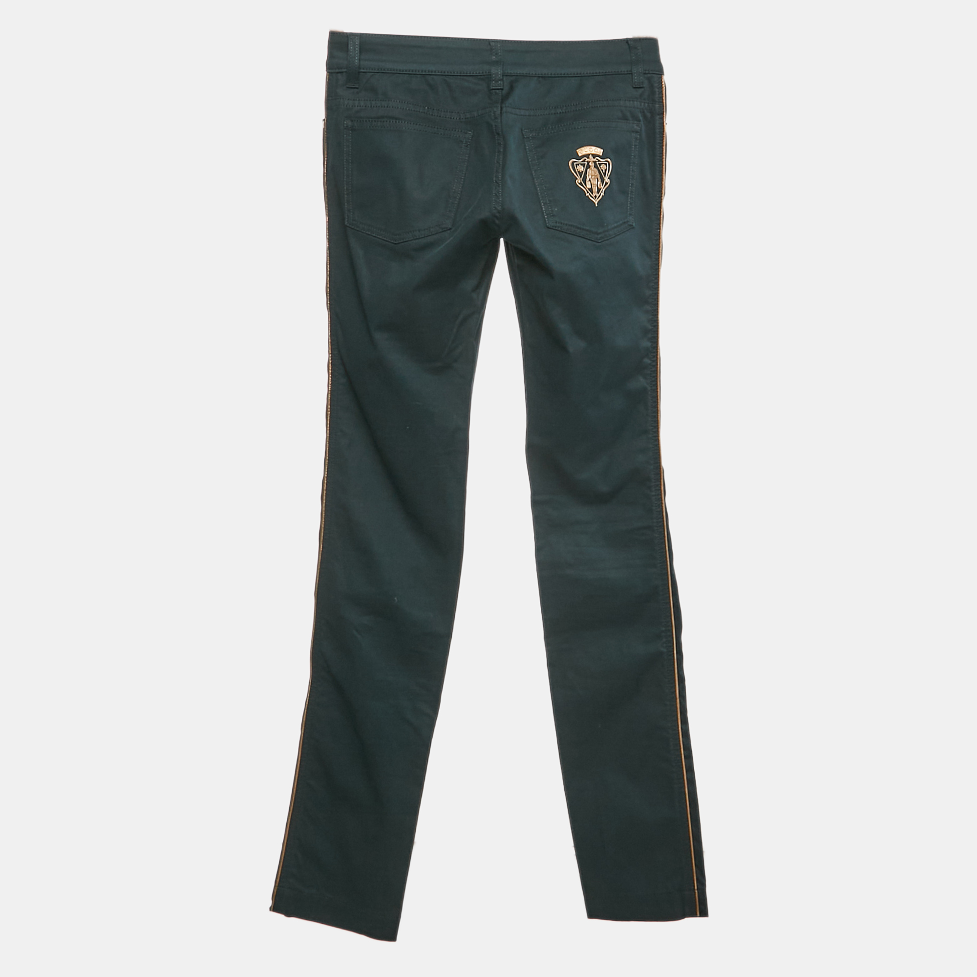 Gucci Black Pocket Detail Cotton Skinny Trousers XS 