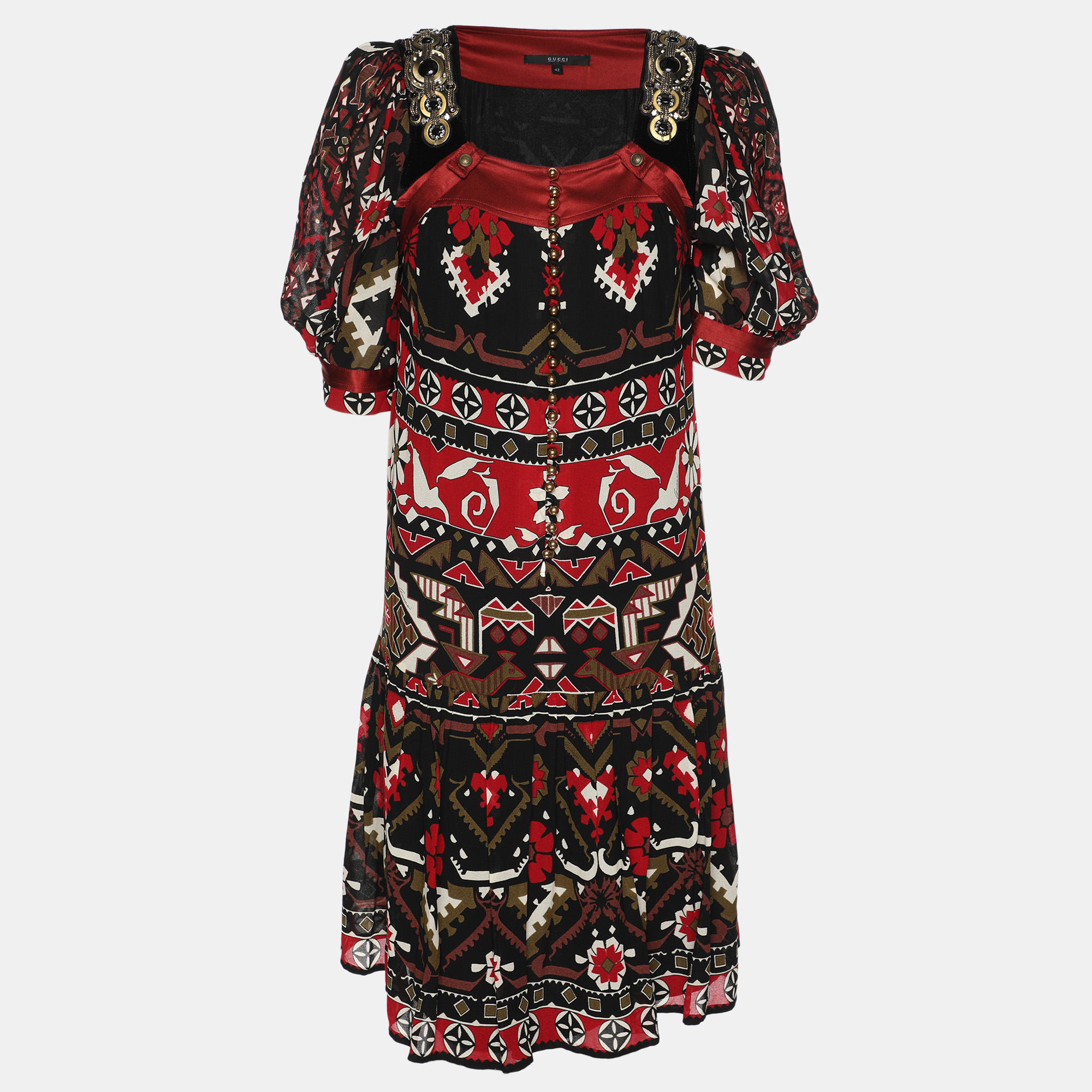 

Gucci Multicolor Printed Viscose and Silk Vintage Mini Dress M