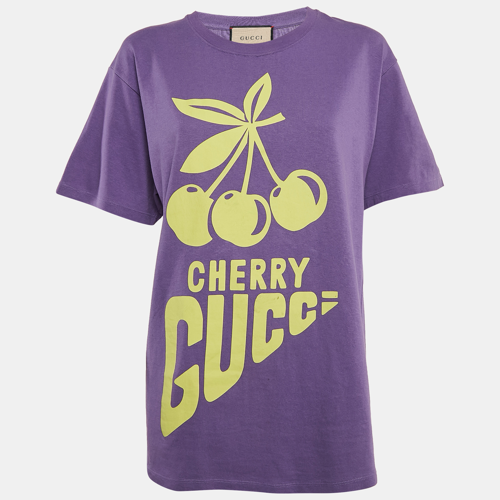 

Gucci Purple Cherry Print Jersey Crew Neck T-Shirt XS