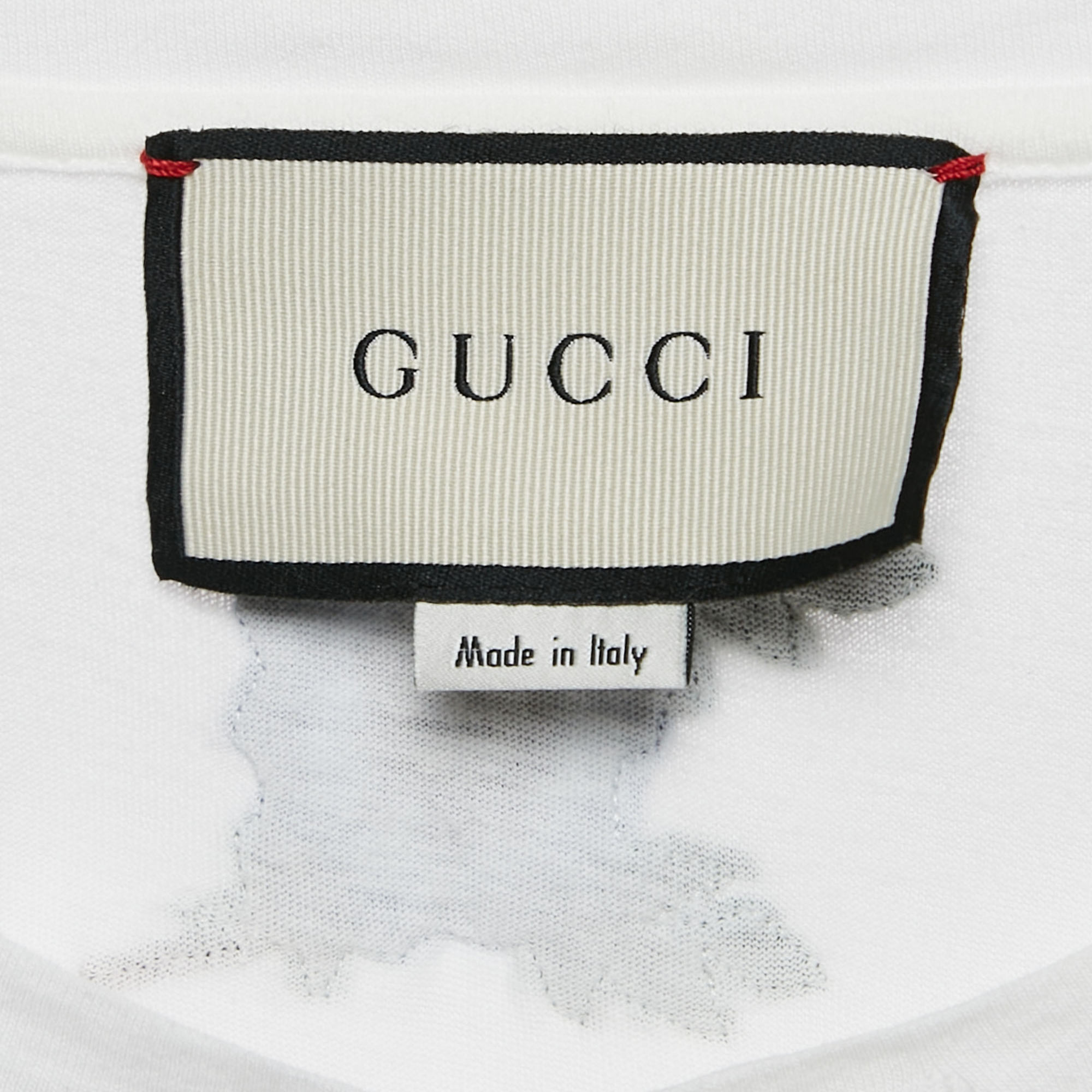 Gucci White Vintage Logo Print Cotton Distressed Oversize T-Shirt XS 