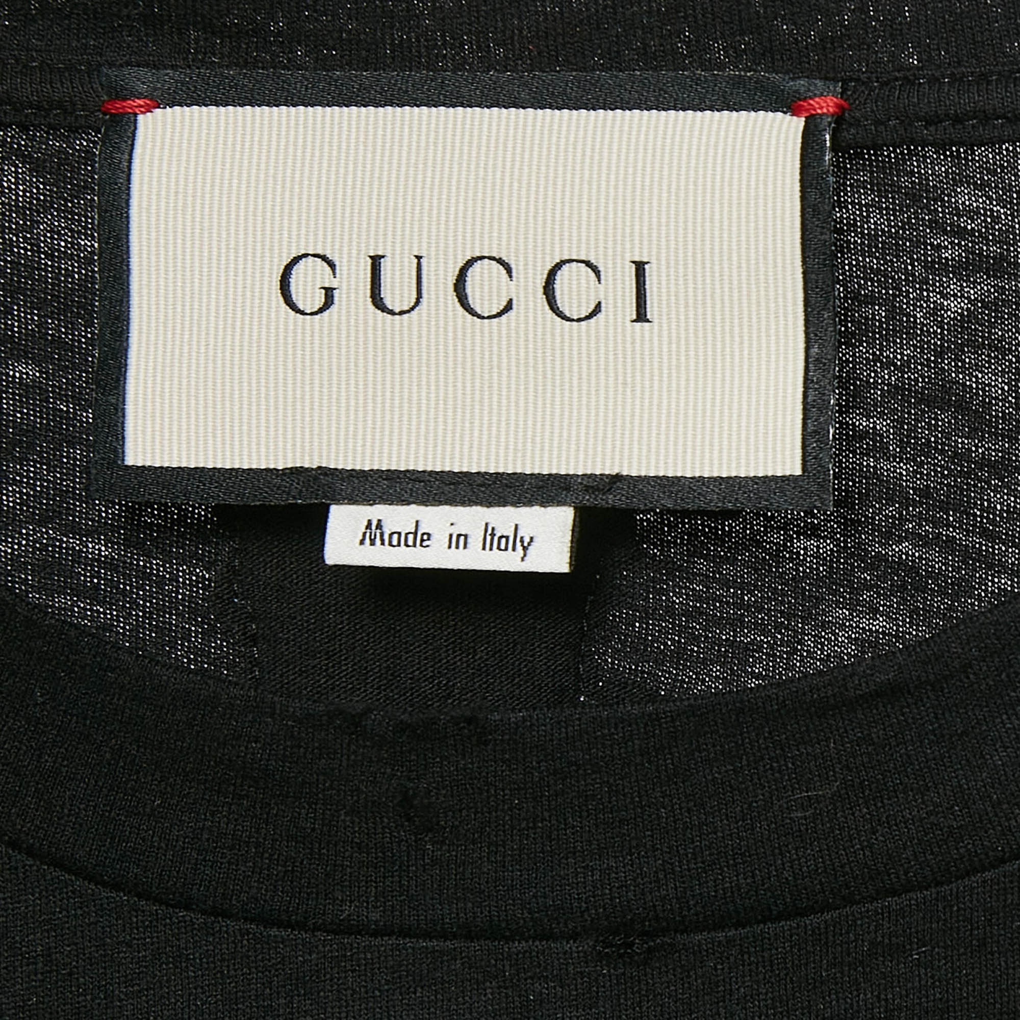 Gucci Black Vintage Logo Print Cotton Distressed Oversize T-Shirt L 