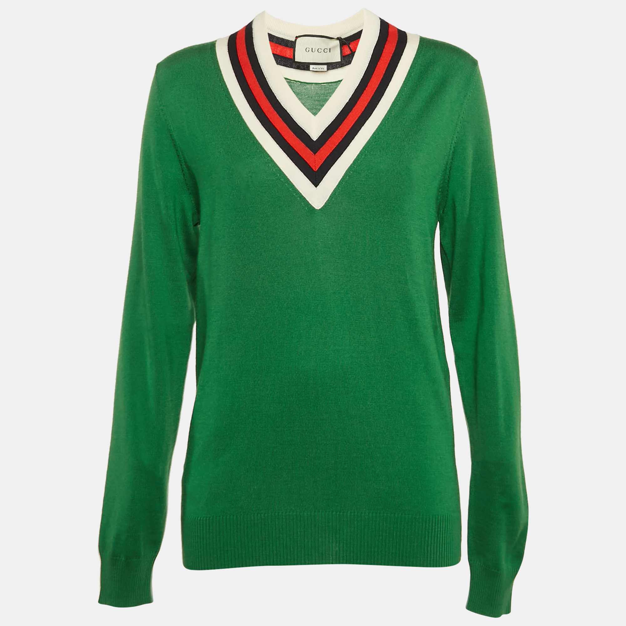 

Gucci Green Wool V-Neck Full Sleeve Sweater XS