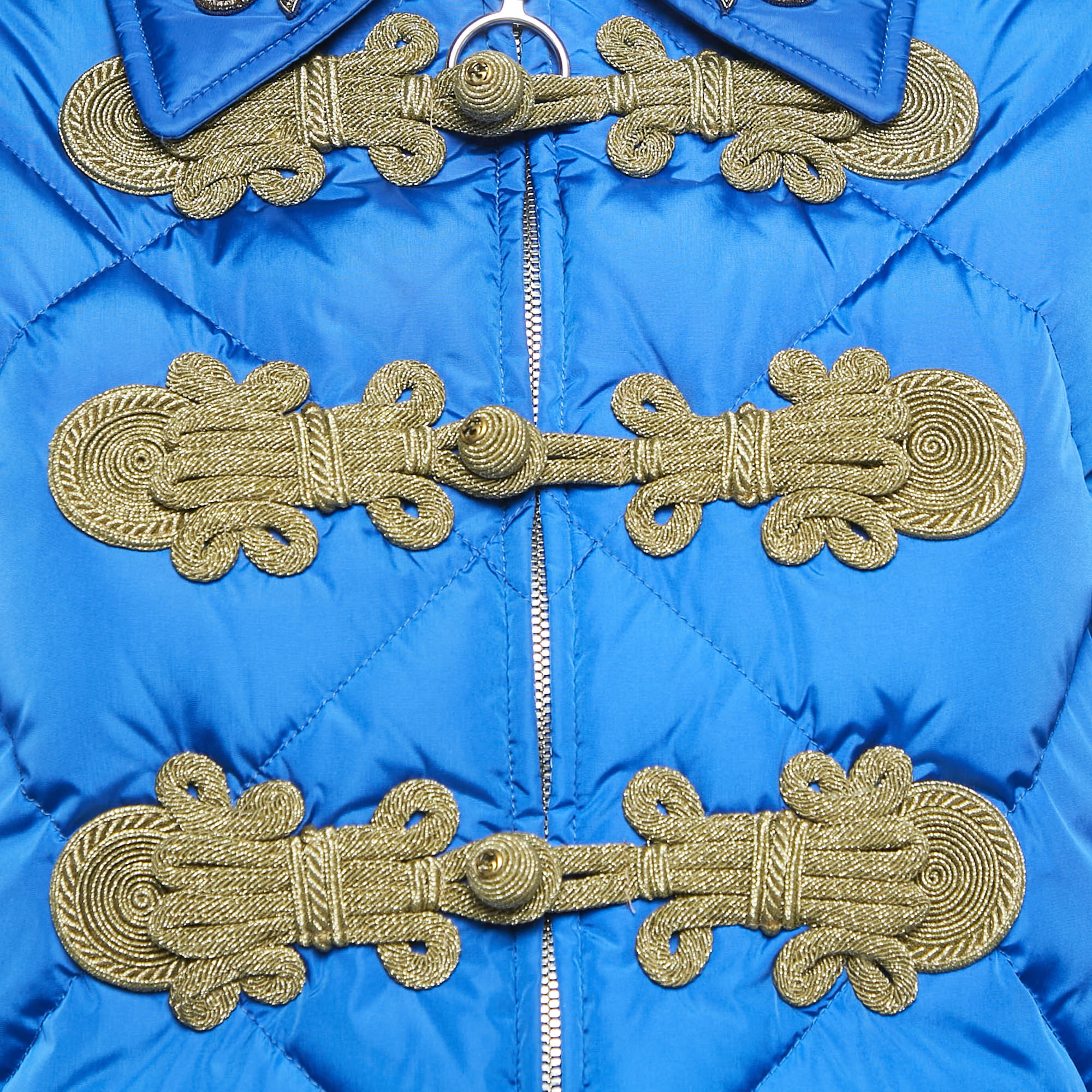 Gucci Blue Embroidered Nylon Quilted Jacket S 
