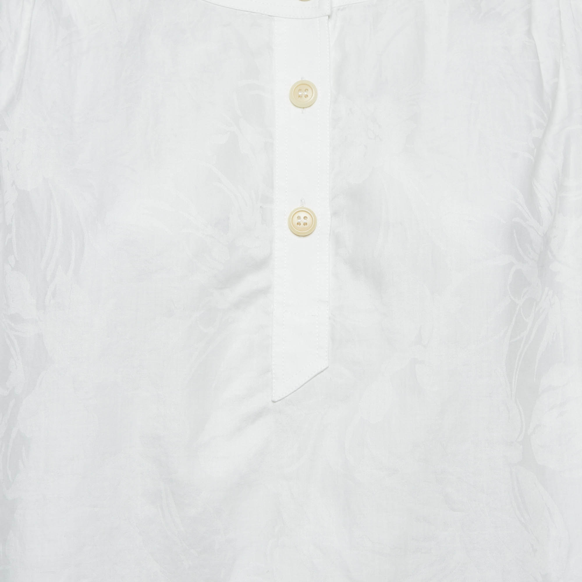 Gucci Vintage White Jacquard Cotton Blouse M 