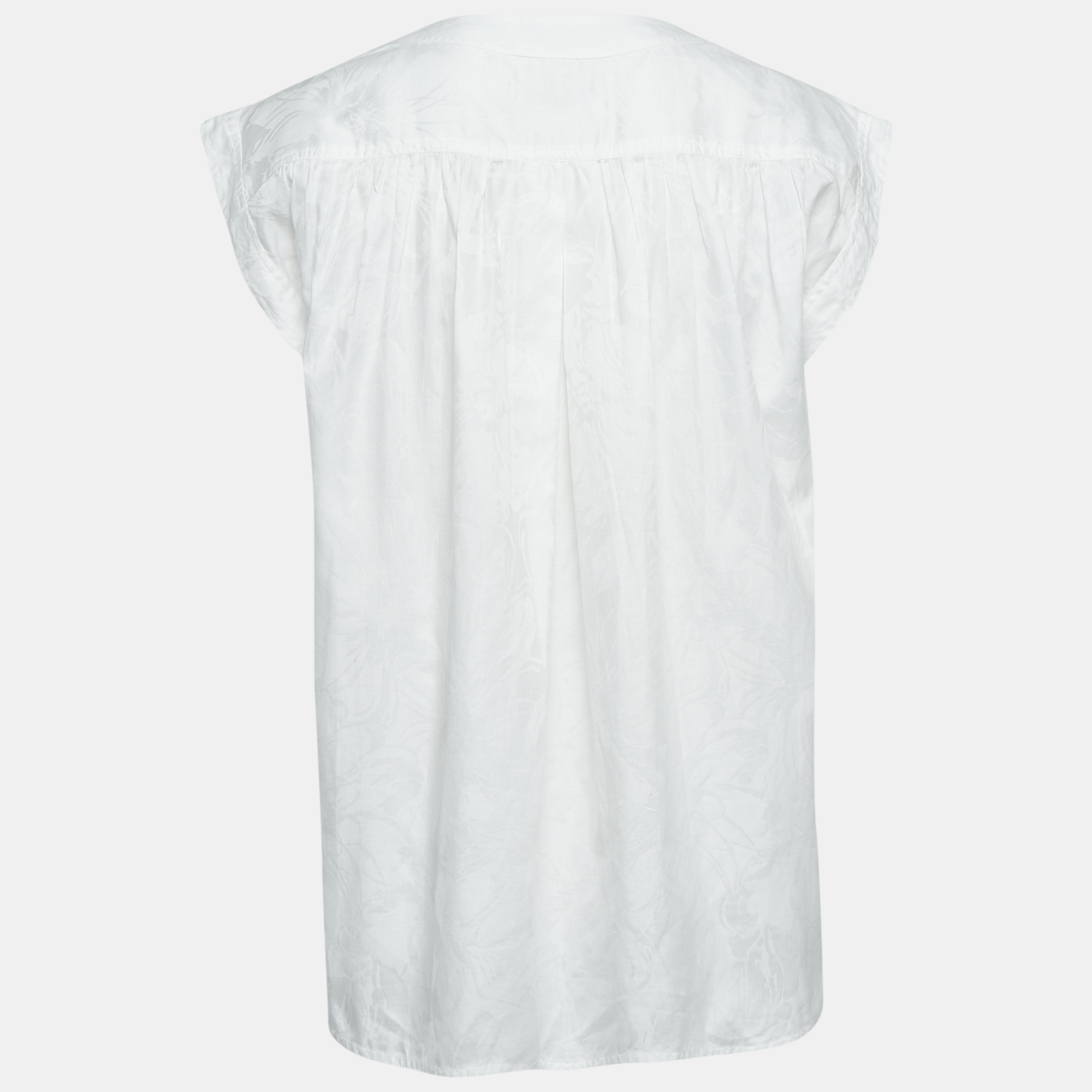 Gucci Vintage White Jacquard Cotton Blouse M 