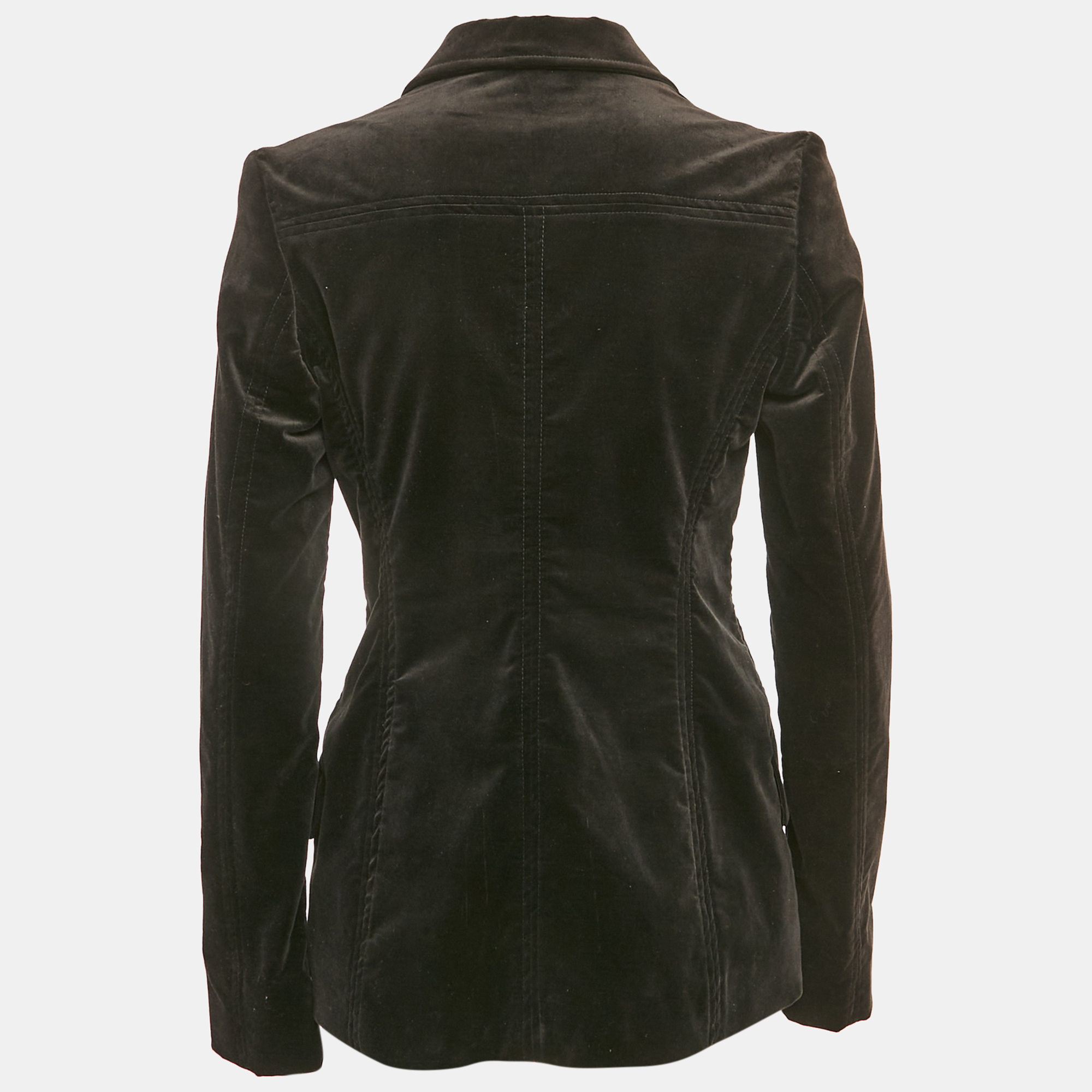 Gucci Black Velvet Single Breasted Blazer S 
