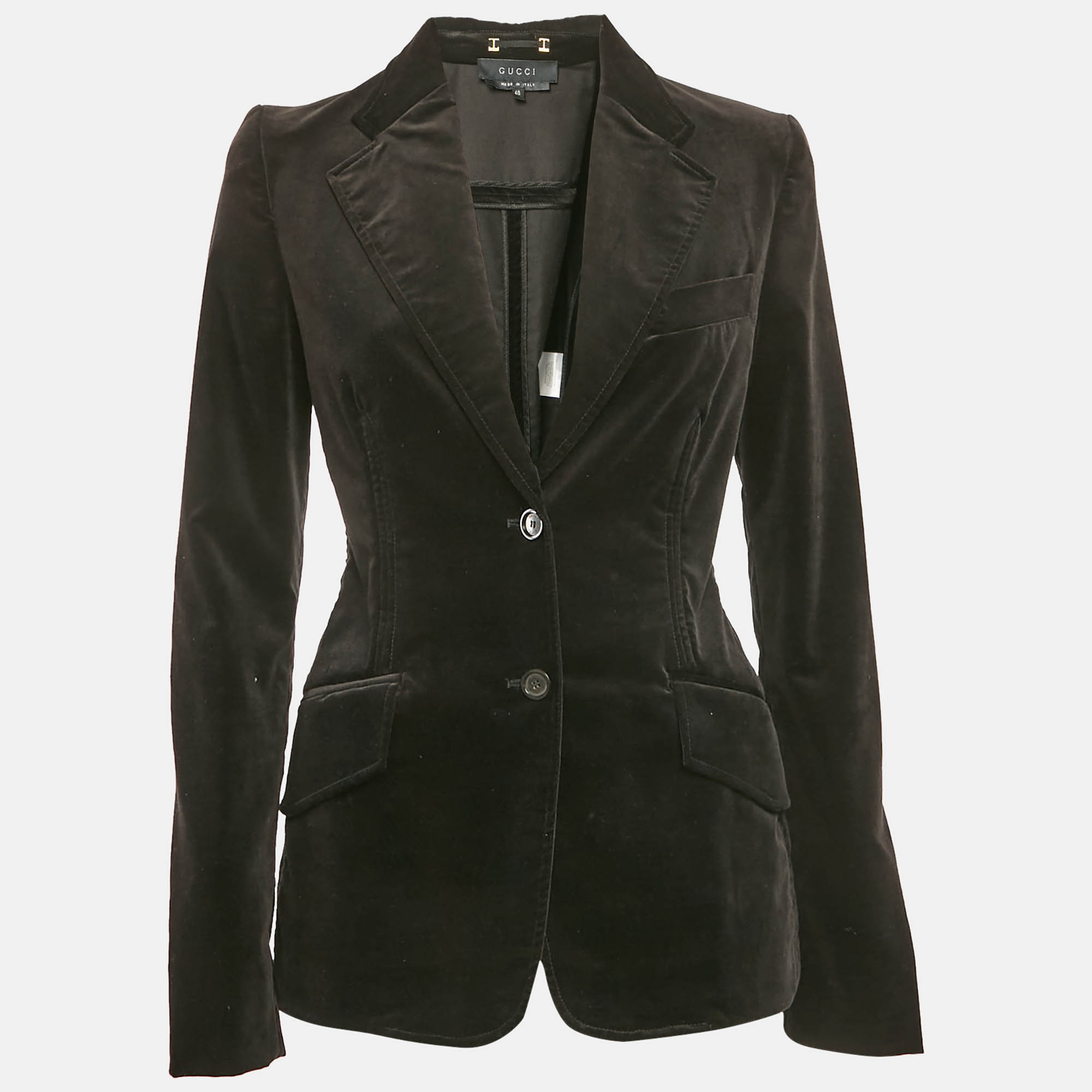 Pre-owned Gucci Black Velvet Single Breasted Blazer S