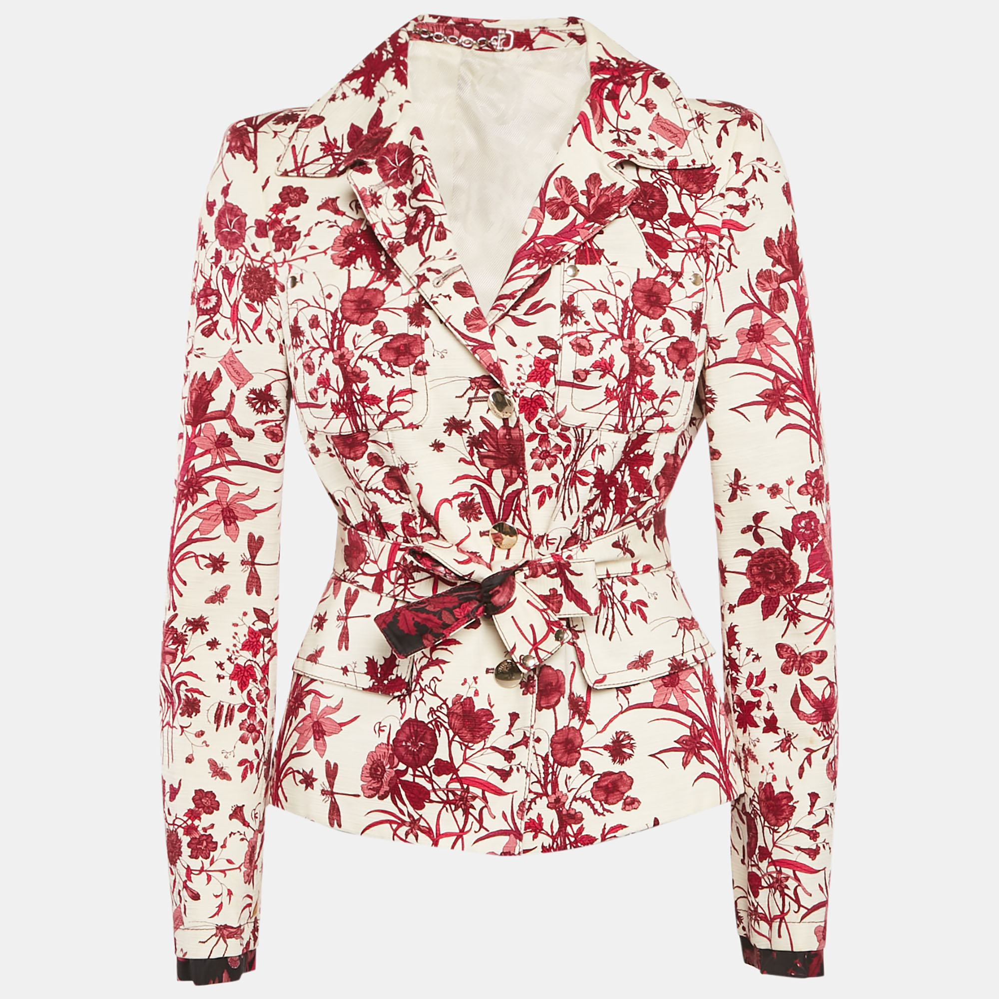 

Gucci Pink/White Floral Print Cotton Long Sleeve Blazer M