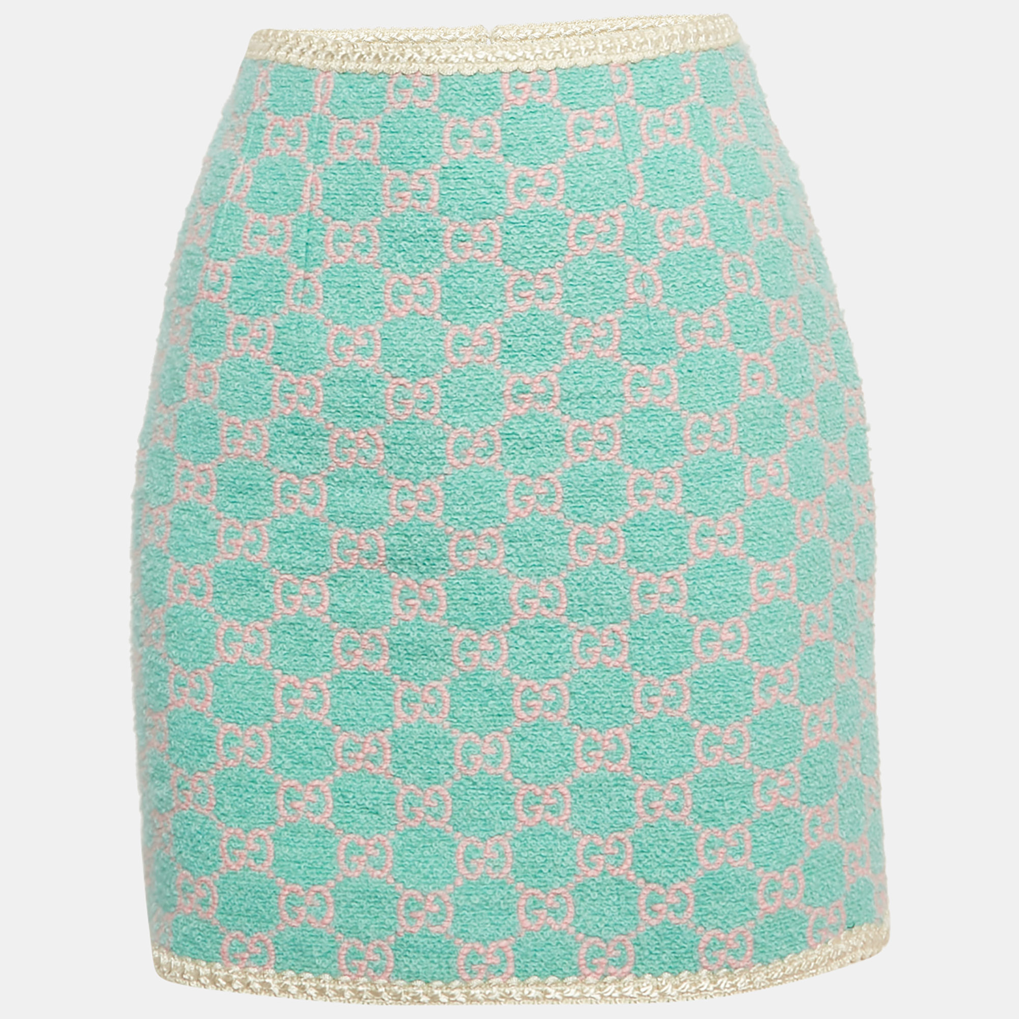 

Gucci Blue/Pink GG Tweed Mini Skirt M