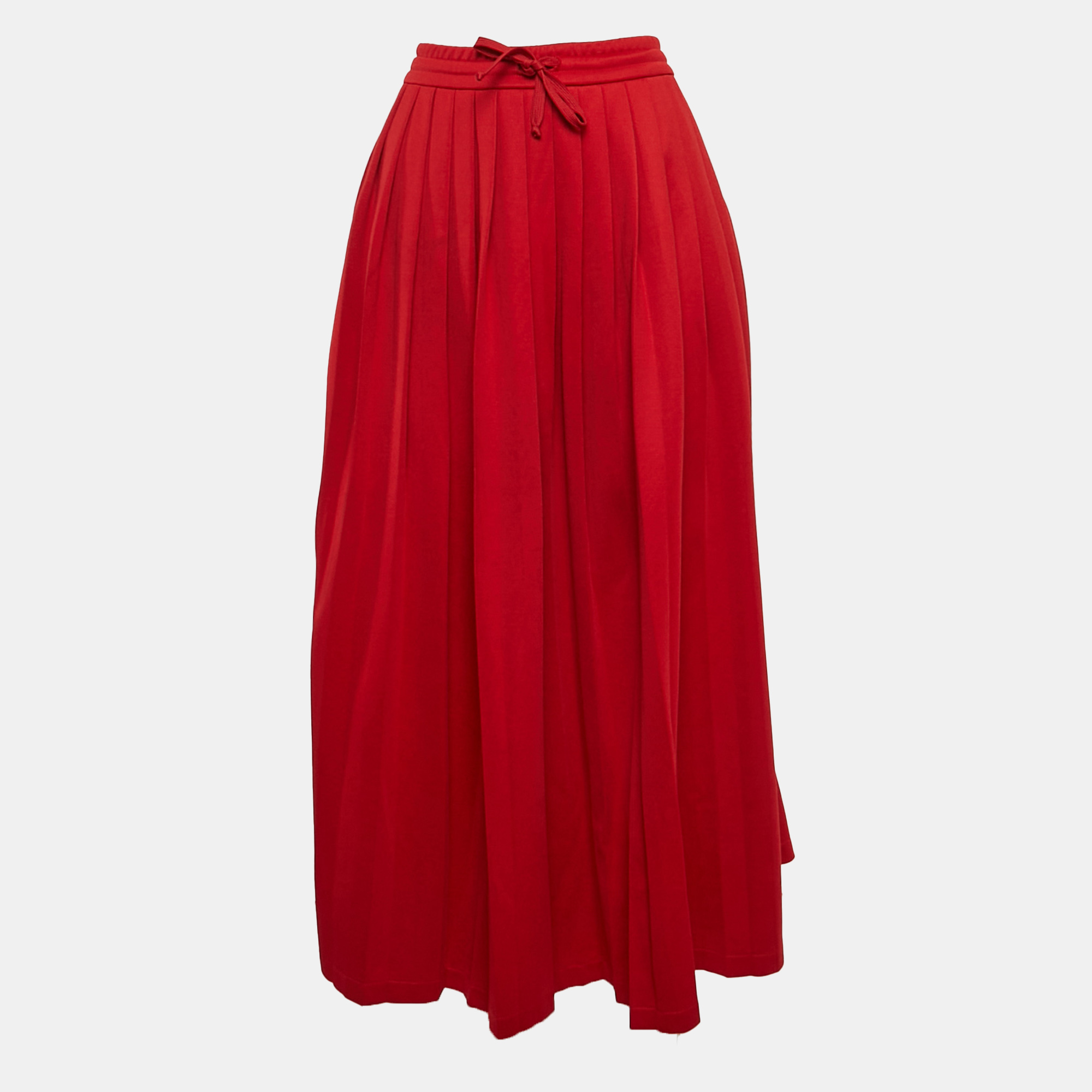 

Gucci Red Cotton Blend Knit Pleated Maxi Skirt L