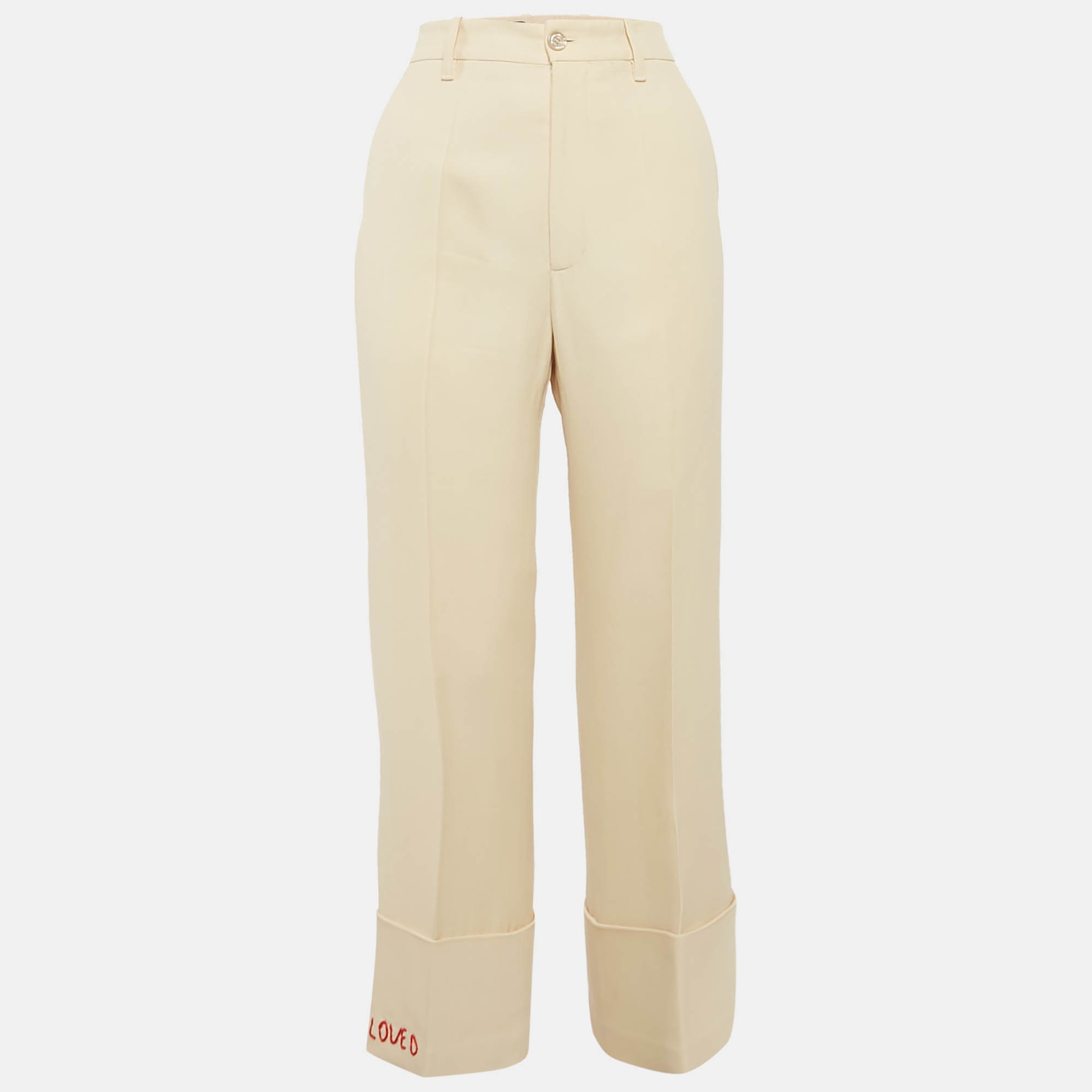 

Gucci Cream Wool Wide-Leg Trousers S