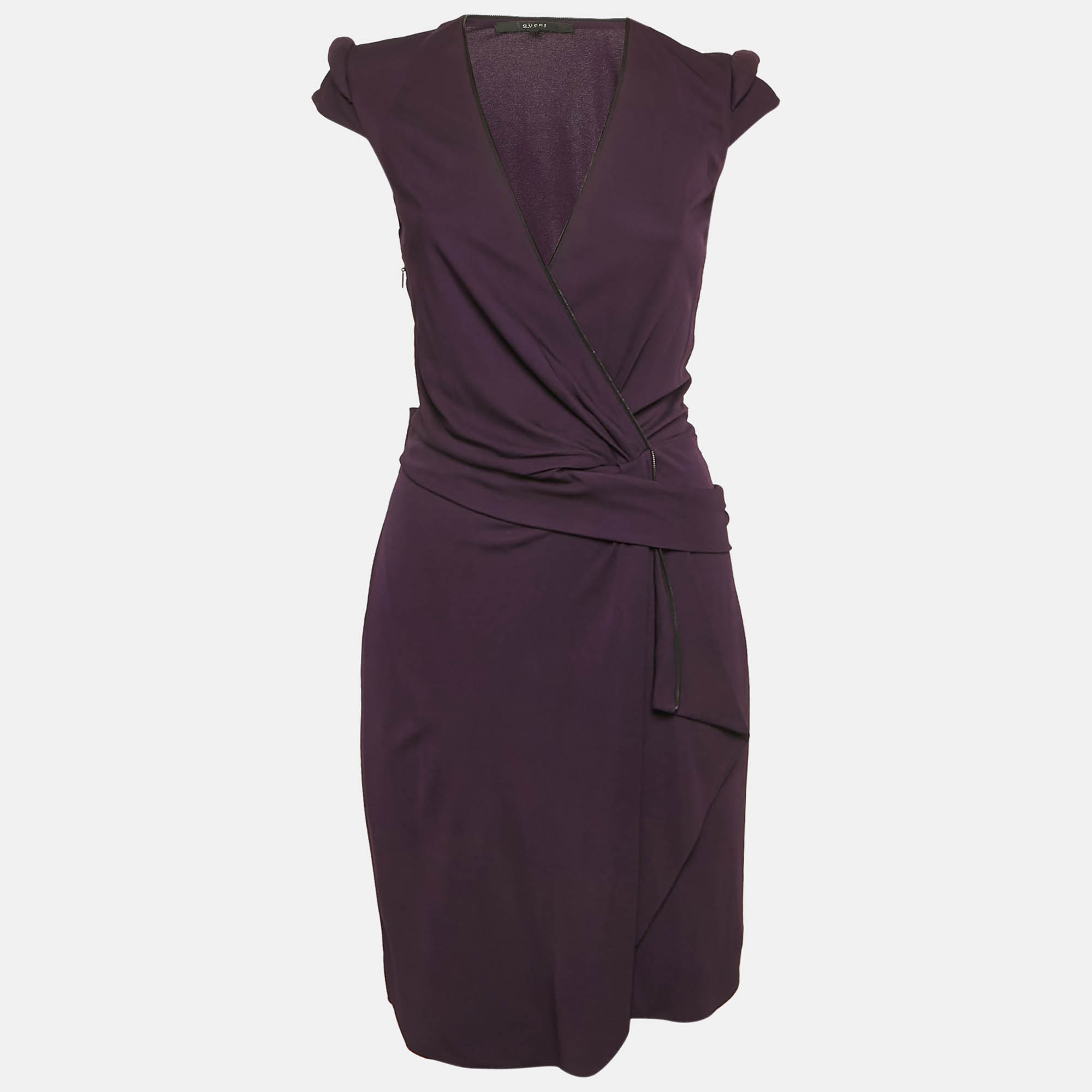 

Gucci Purple Jersey Zip Detail Draped Short Dress M