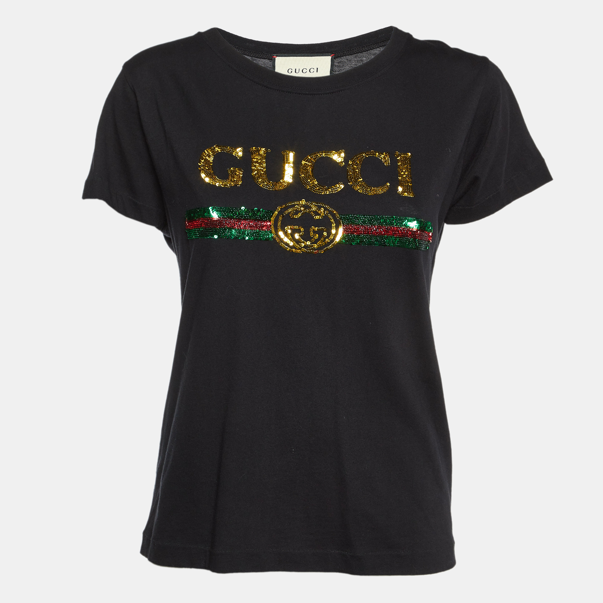 

Gucci Black Sequin Embellished Cotton Crew Neck T-Shirt