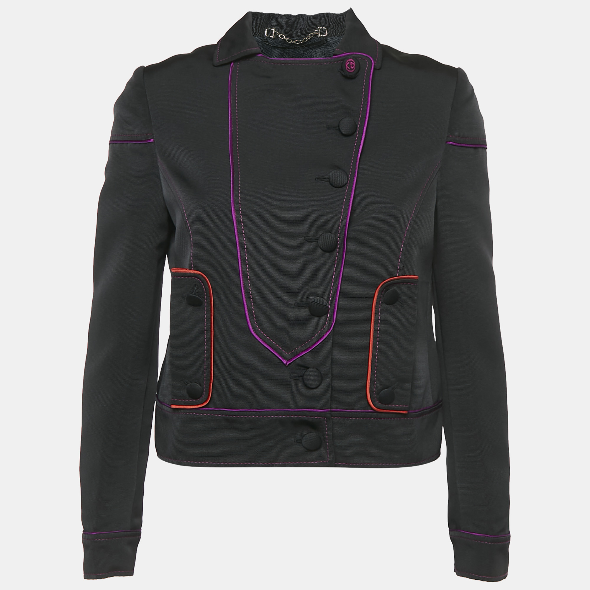 

Gucci Black Silk Blend Button Front Blazer M