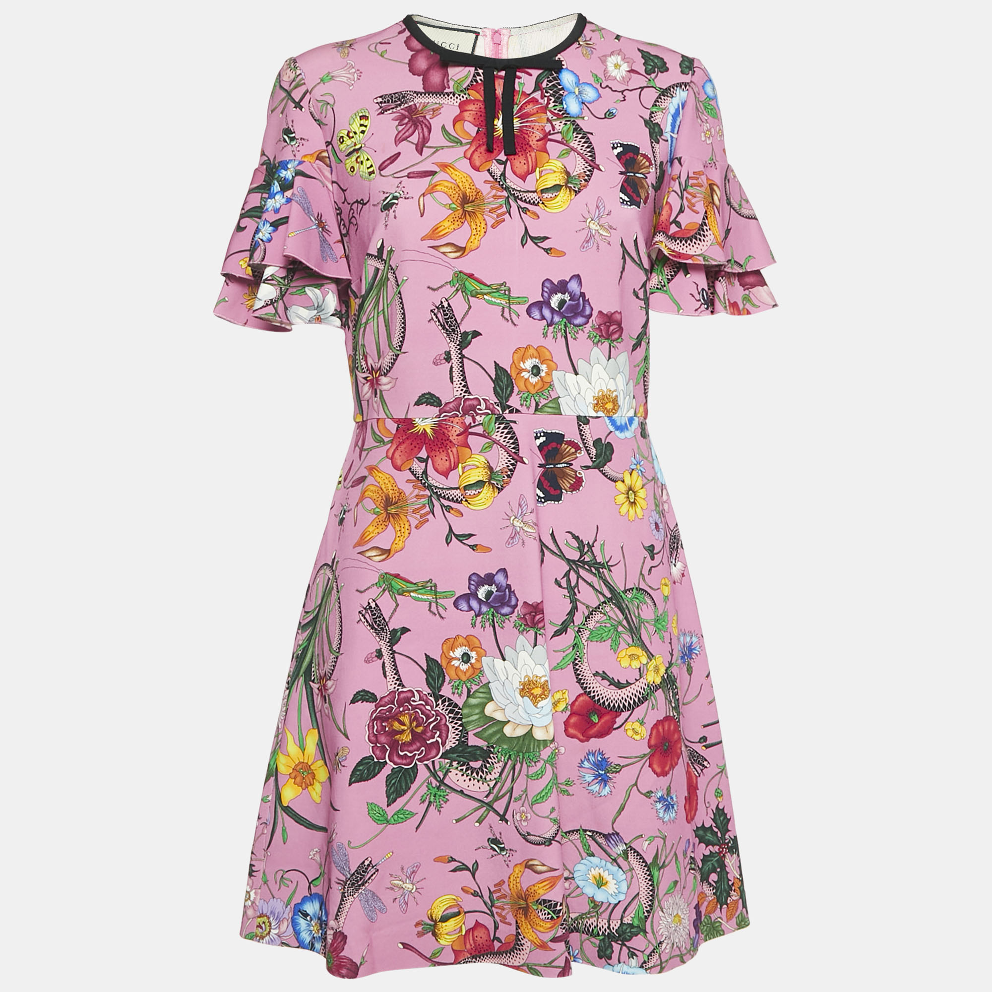 

Gucci Pink Floral Print Jersey Flared Sleeve Mini Dress XL