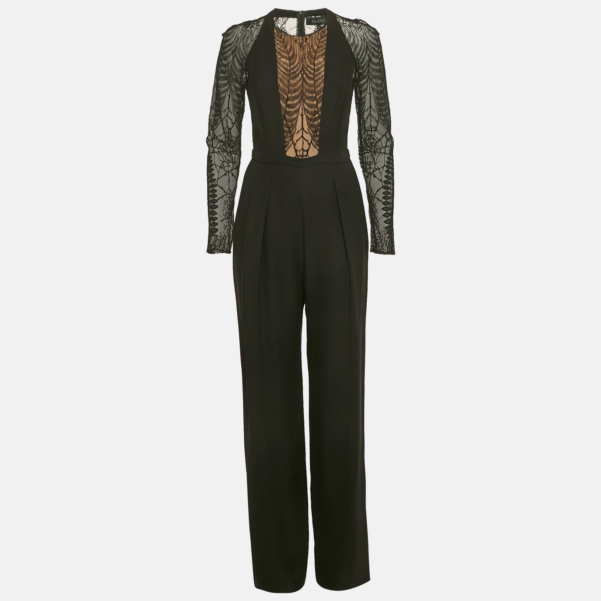 

Gucci Black Lace and Crepe Sheer Jumpsuit M