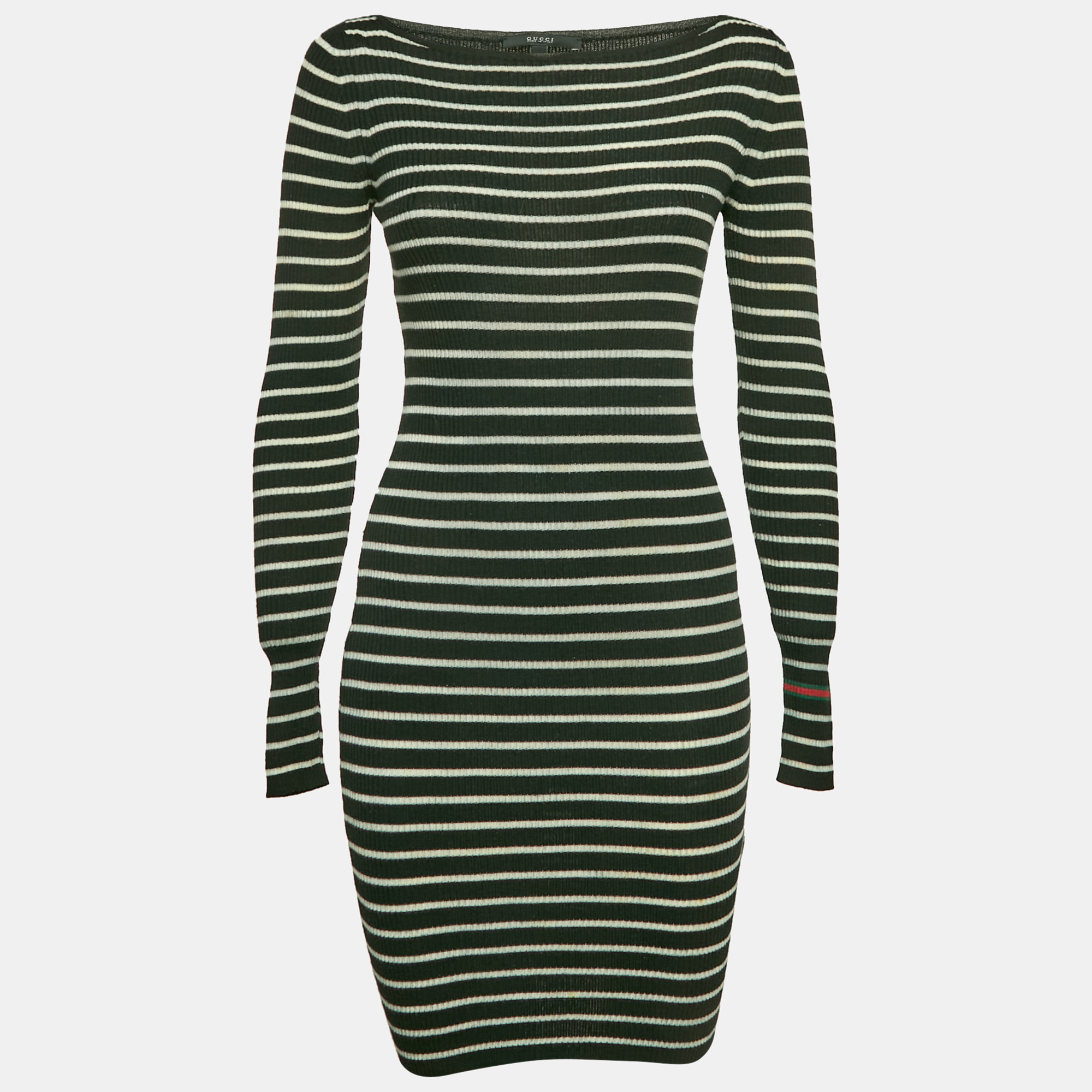 

Gucci Black Striped Wool Bodycon Dress M