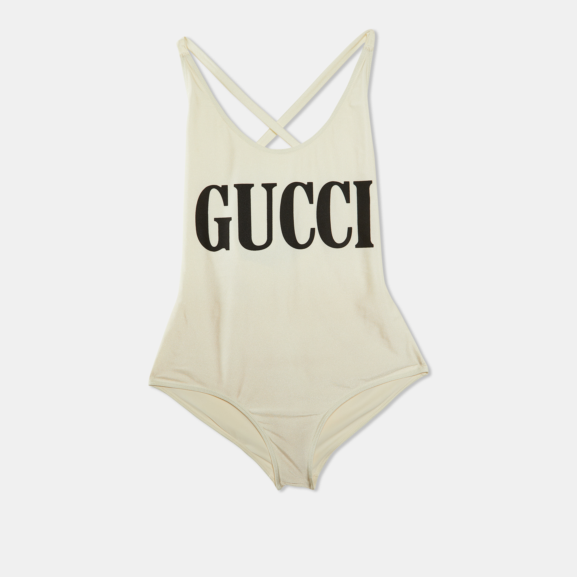 

Gucci Off White Logo Print Jersey One-Piece Swimsuit M