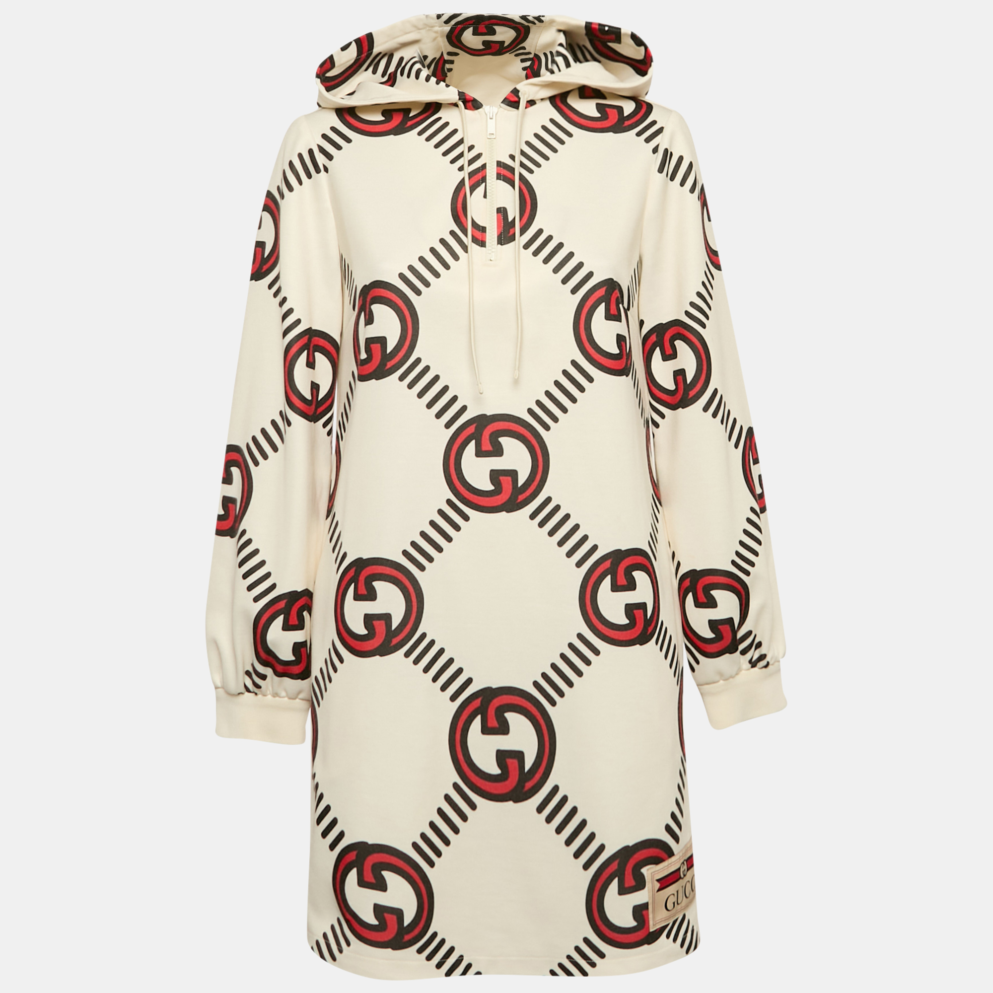 

Gucci Cream G Interlocking Jersey Hoodie Dress S, Beige