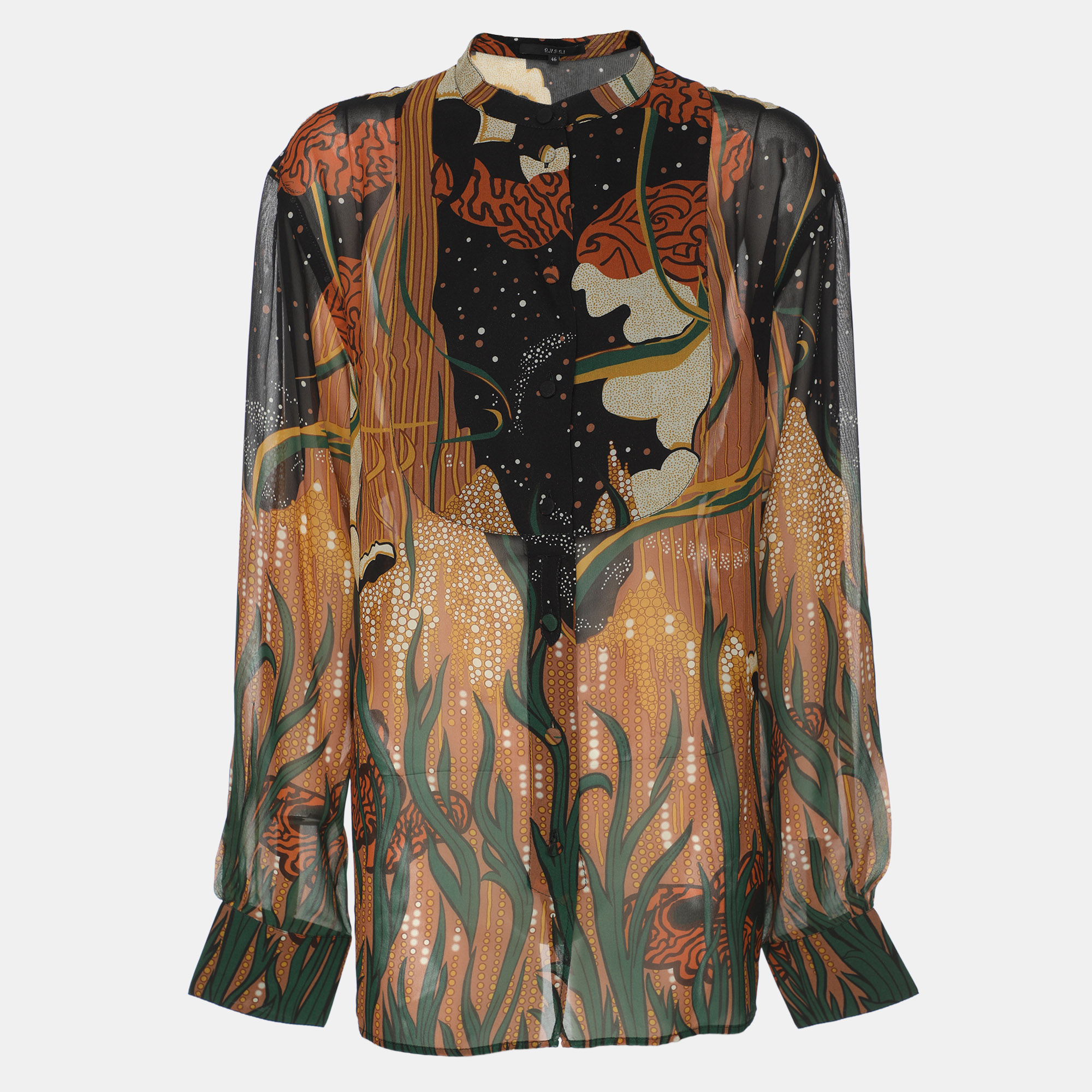 

Gucci Multicolor Printed Silk Long Sleeve Blouse L
