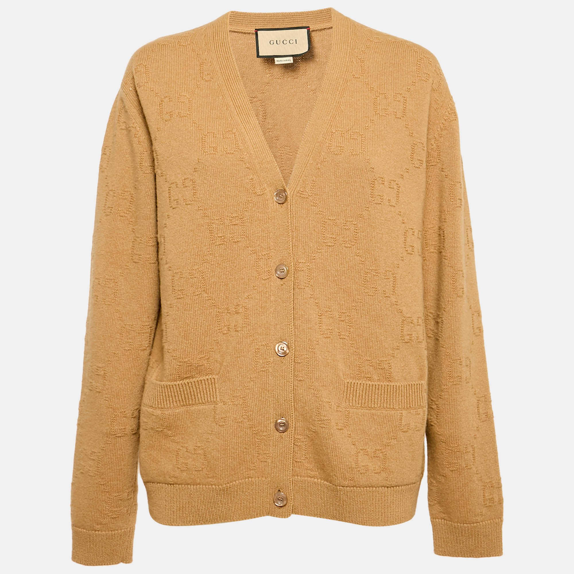 

Gucci Brown GG Supreme Jacquard Knit Long Sleeve Cardigan M