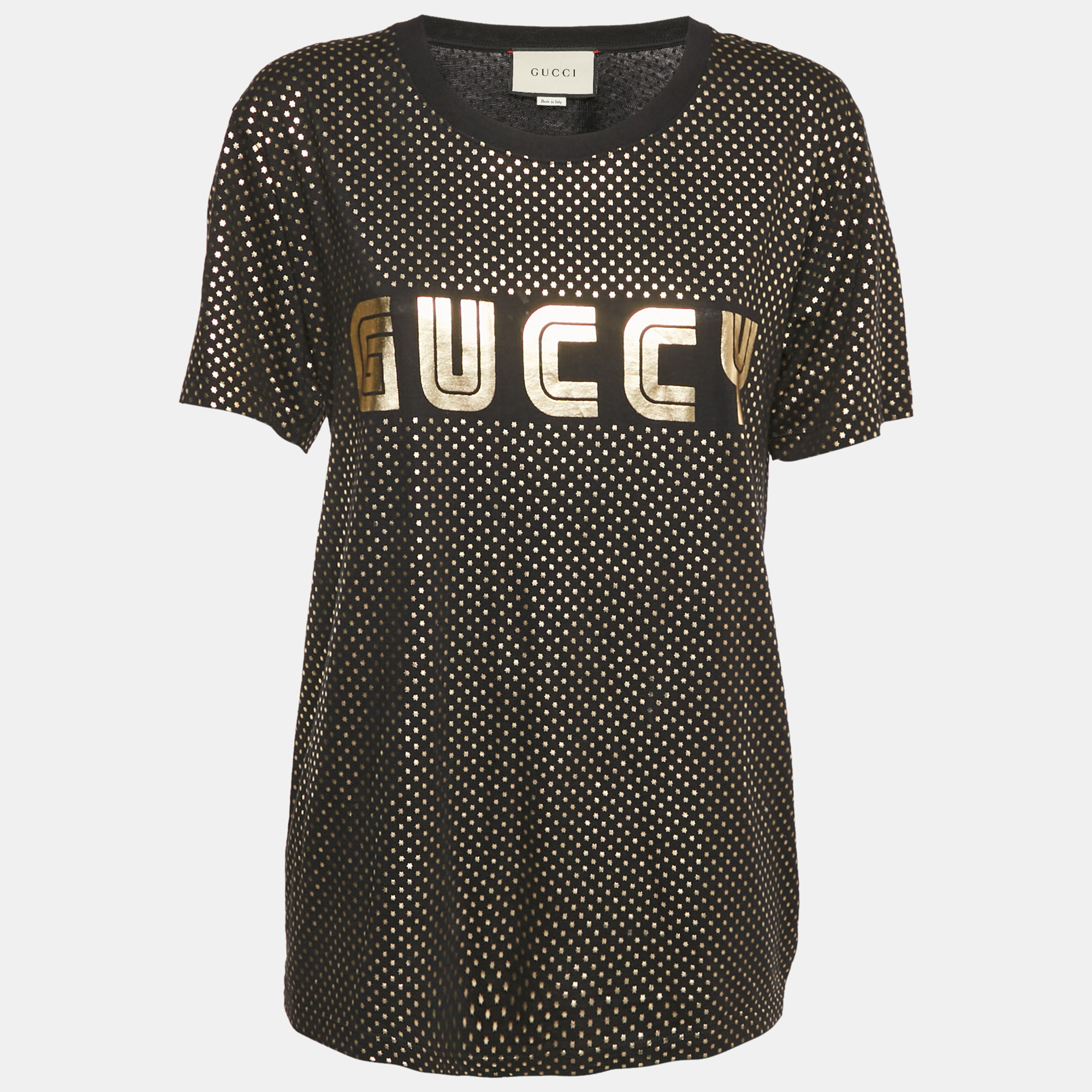 

Gucci Black Starts Print Cotton Half Sleeve T-Shirt S
