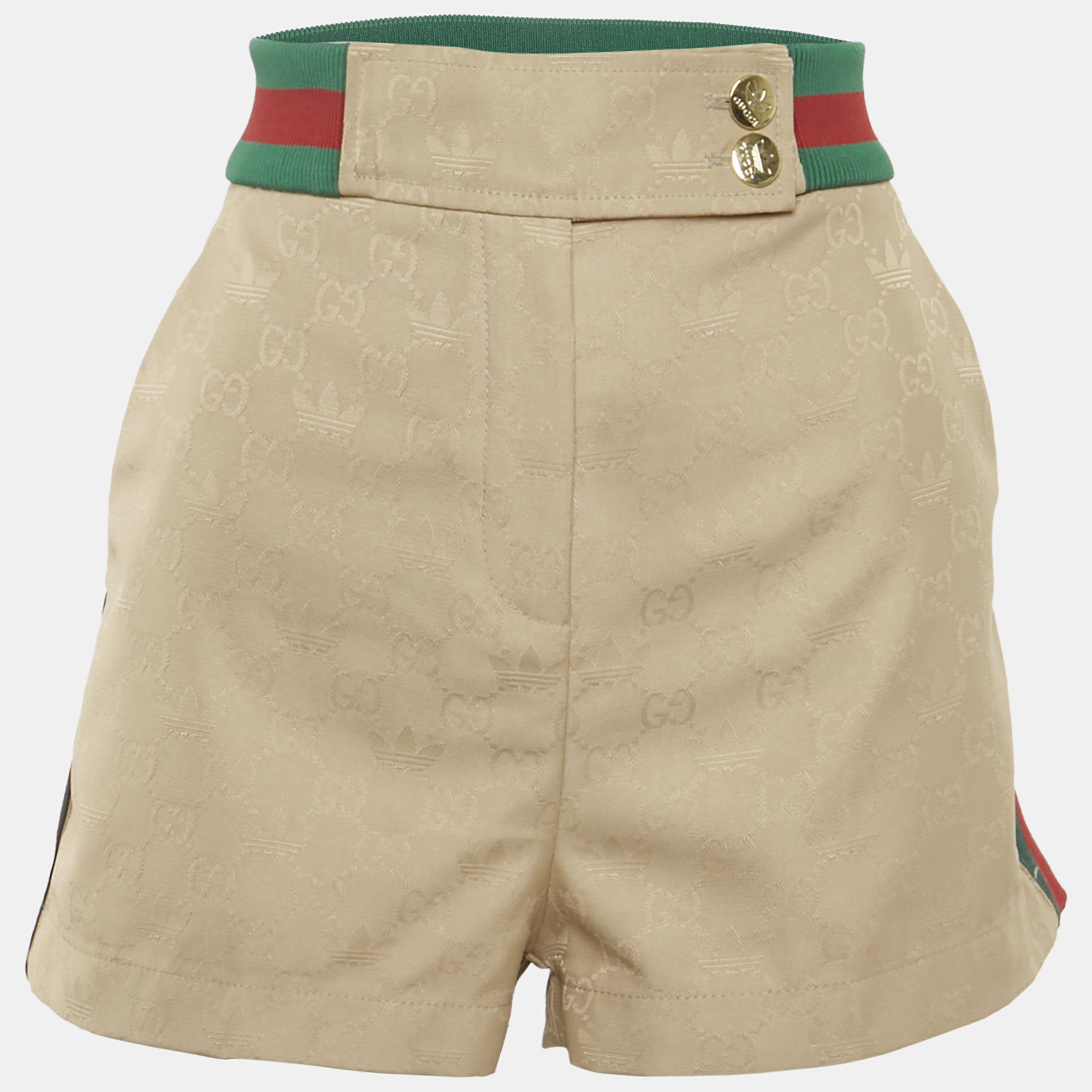 

Gucci x Adidas Beige Logo Jacquard Web Waistband Short S, Brown