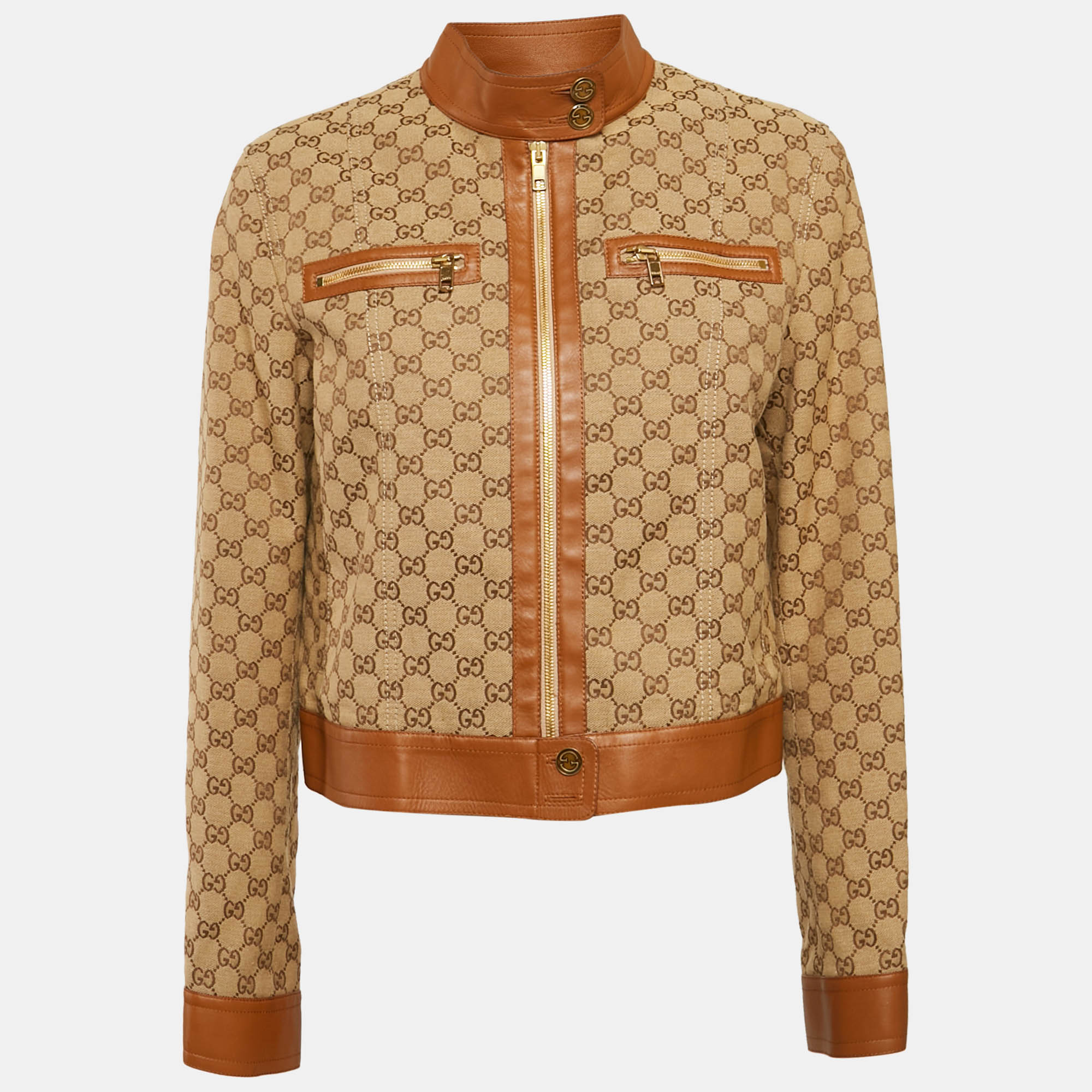 

Gucci Brown GG Brown Cotton Canvas Zip-Up Jacket L