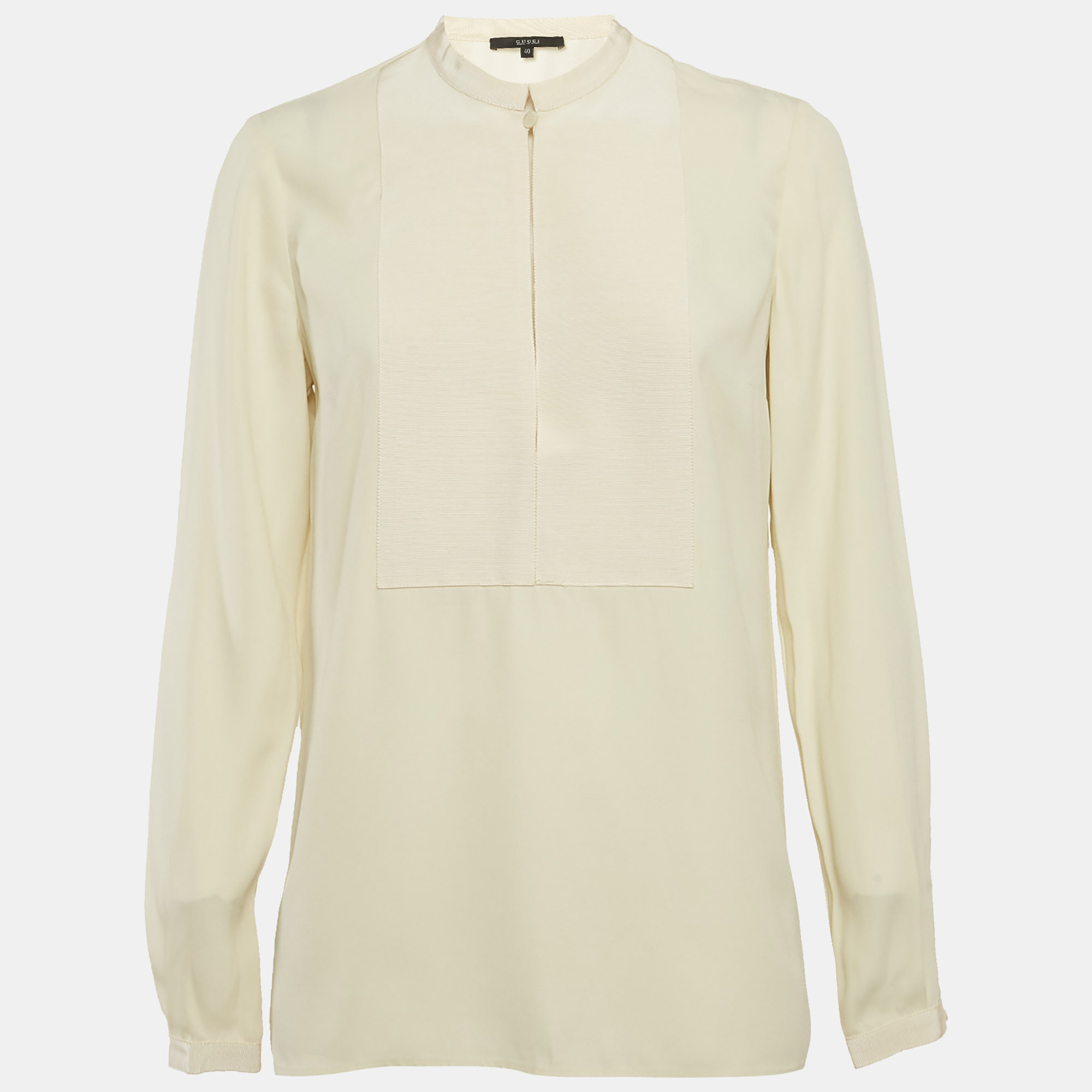 

Gucci Cream Crepe Long Sleeve Blouse S