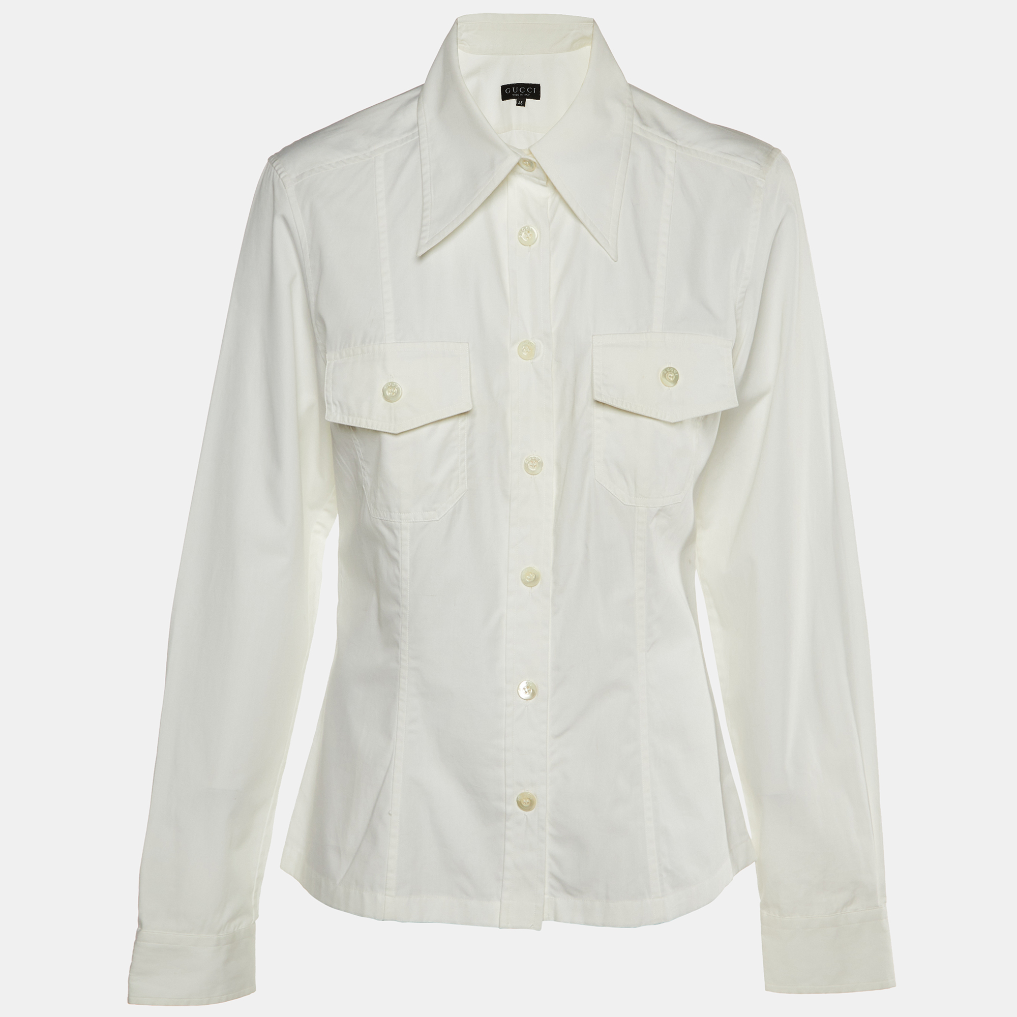 

Gucci White Cotton Double Pocket Shirt L