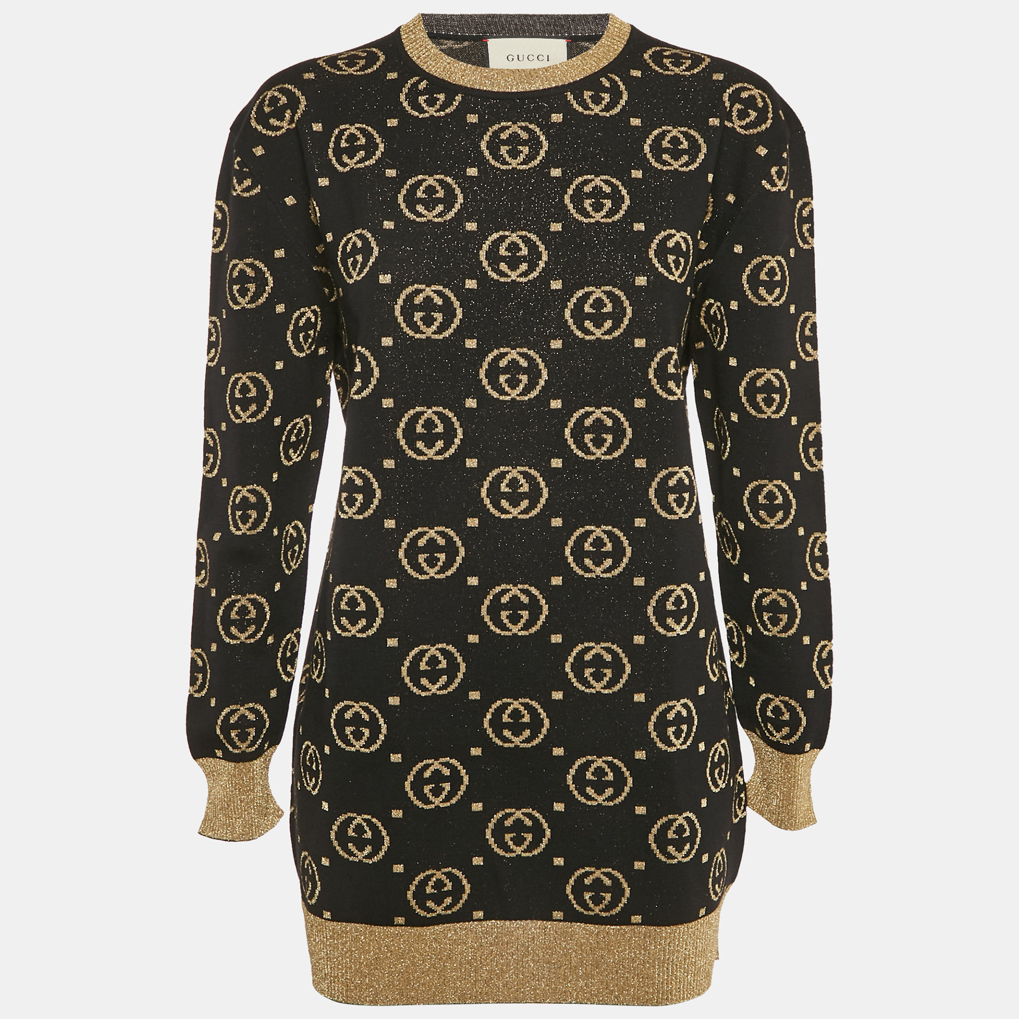 

Gucci Black GG Lamé Wool Knit Crew Neck Sweater M