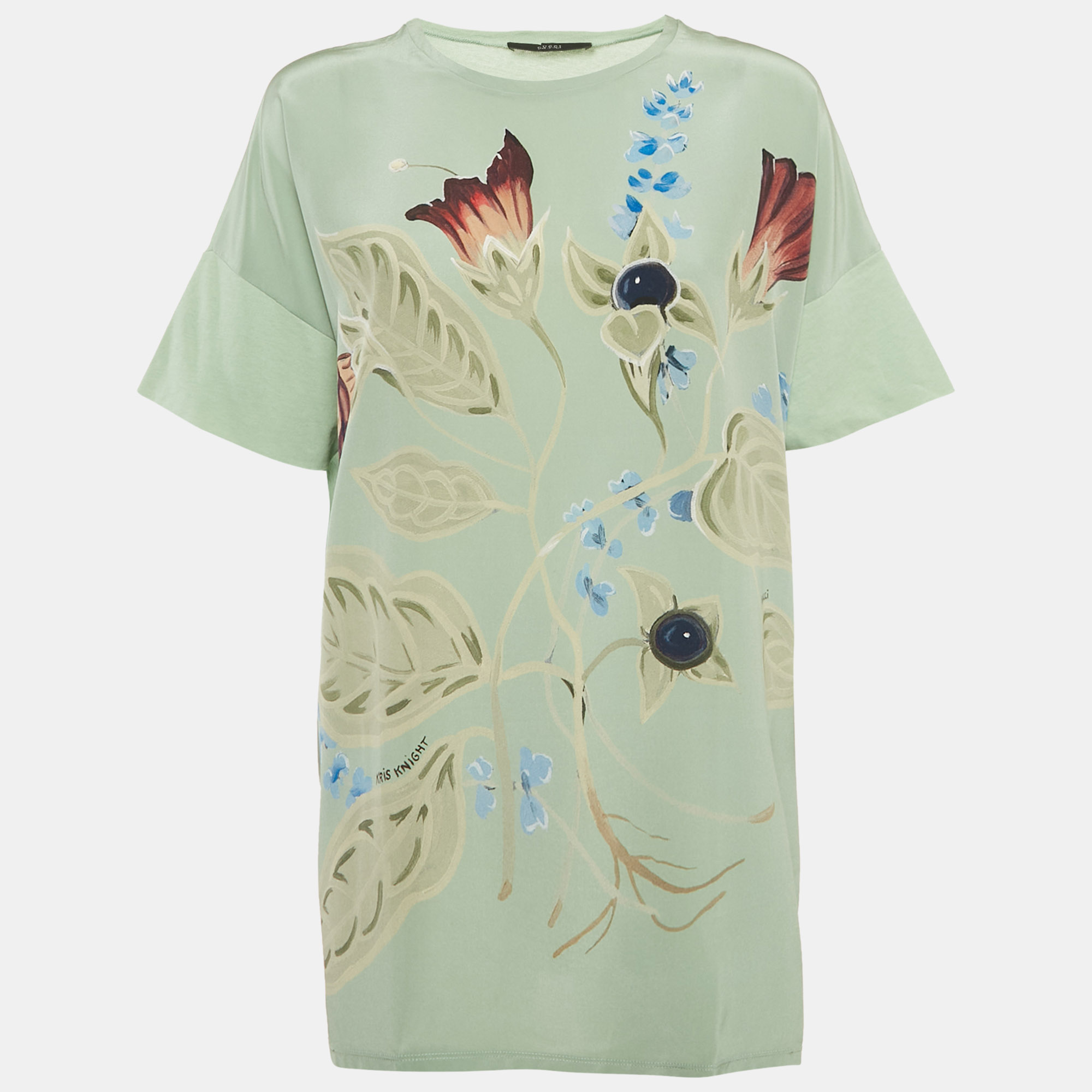 

Gucci Green Print Silk and Cotton Half Sleeve Top L